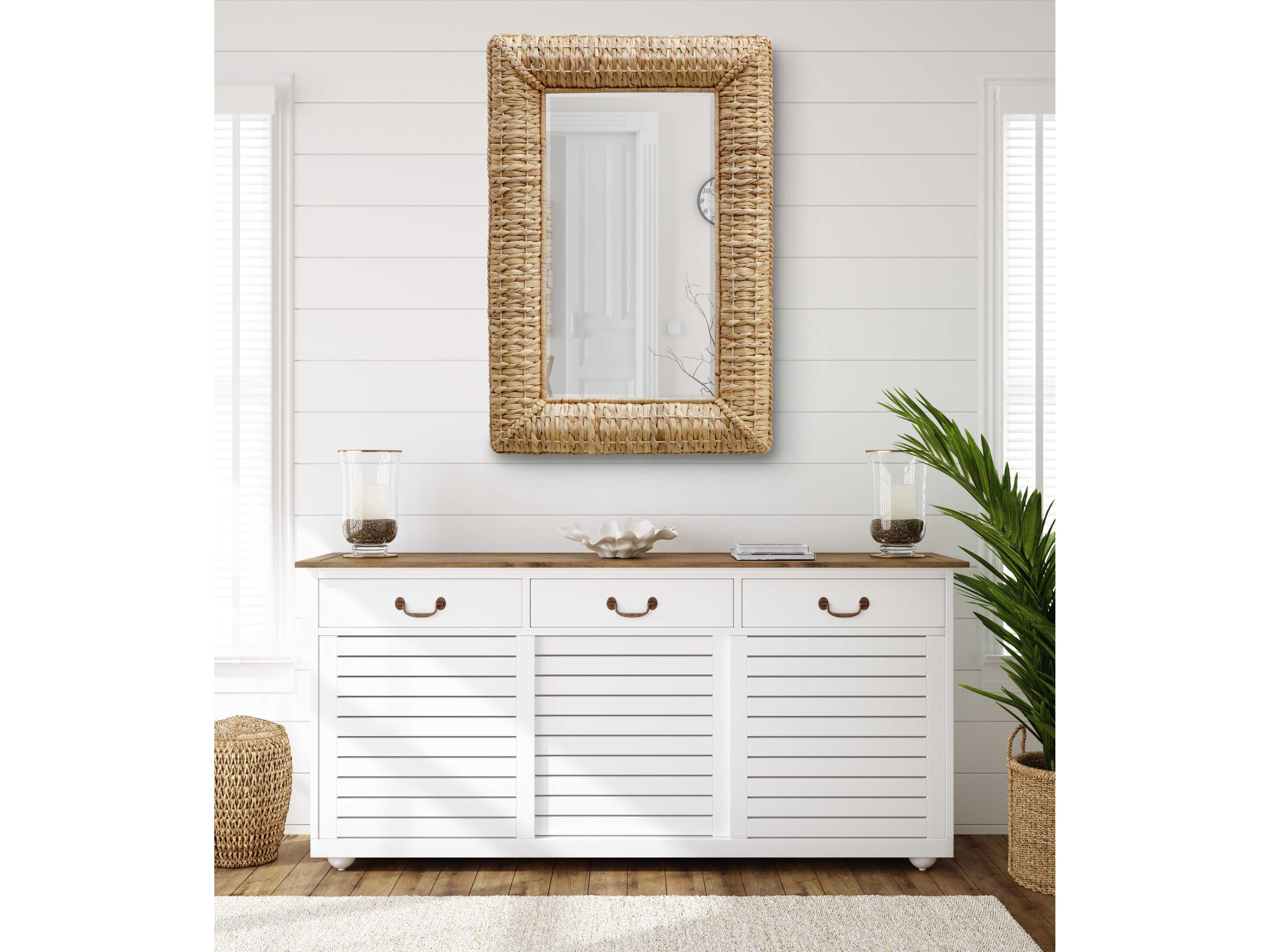 Uttermost Twisted Seagrass Natural Rectangular Wall Mirror