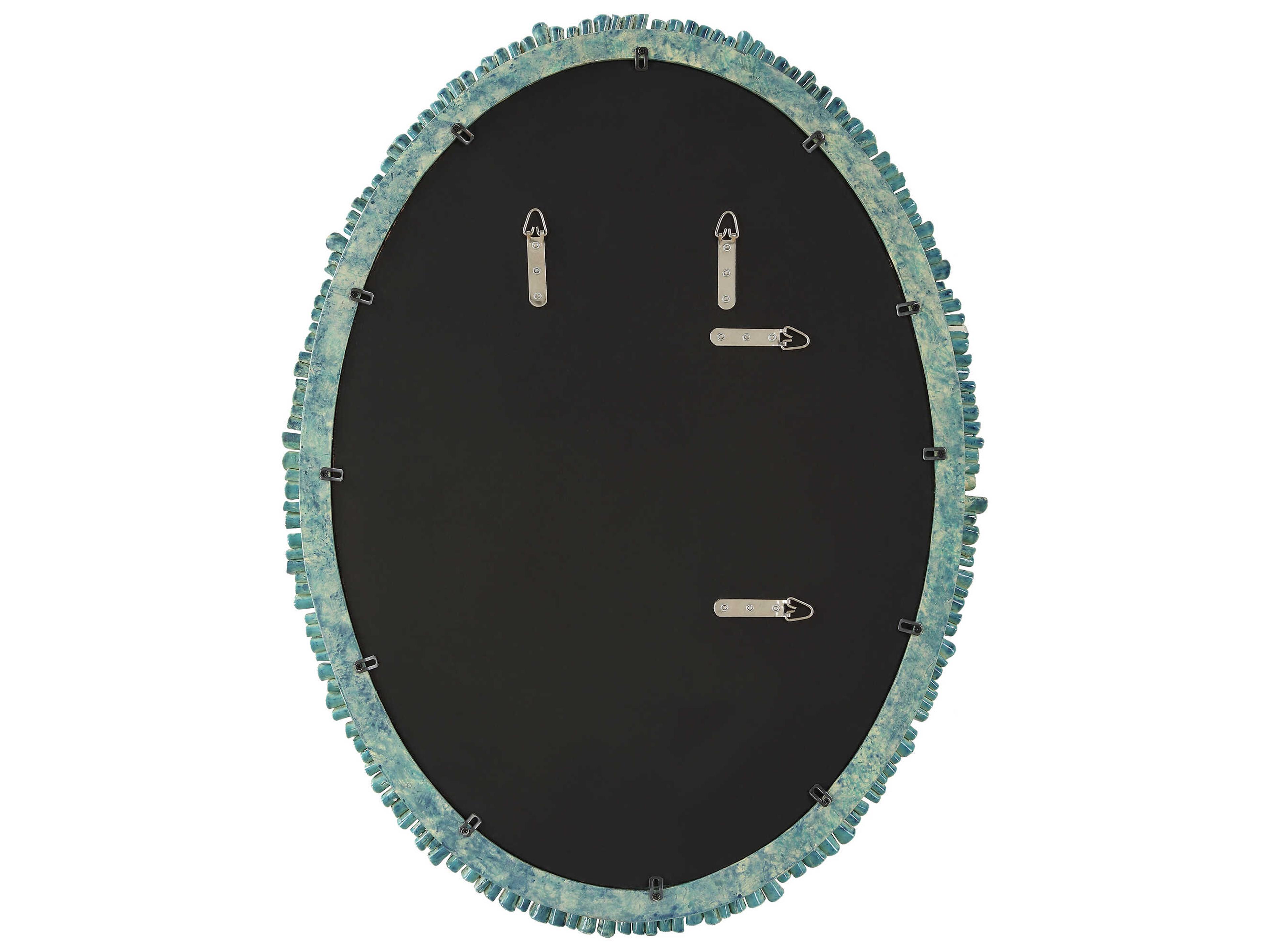 Uttermost Bonaire Distressed Mottled Teal Blue Oval Wall Mirror