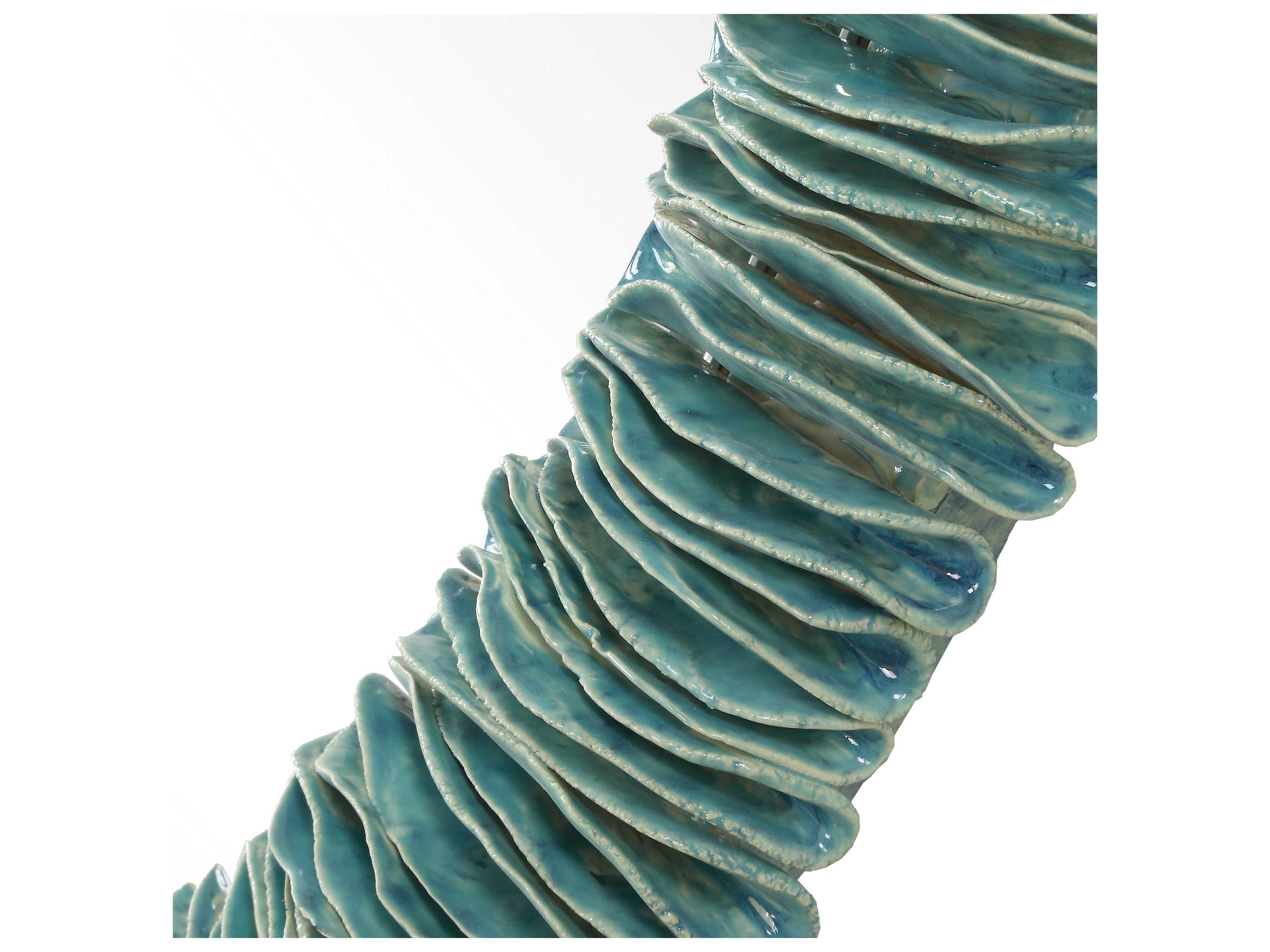 Uttermost Bonaire Distressed Mottled Teal Blue Oval Wall Mirror