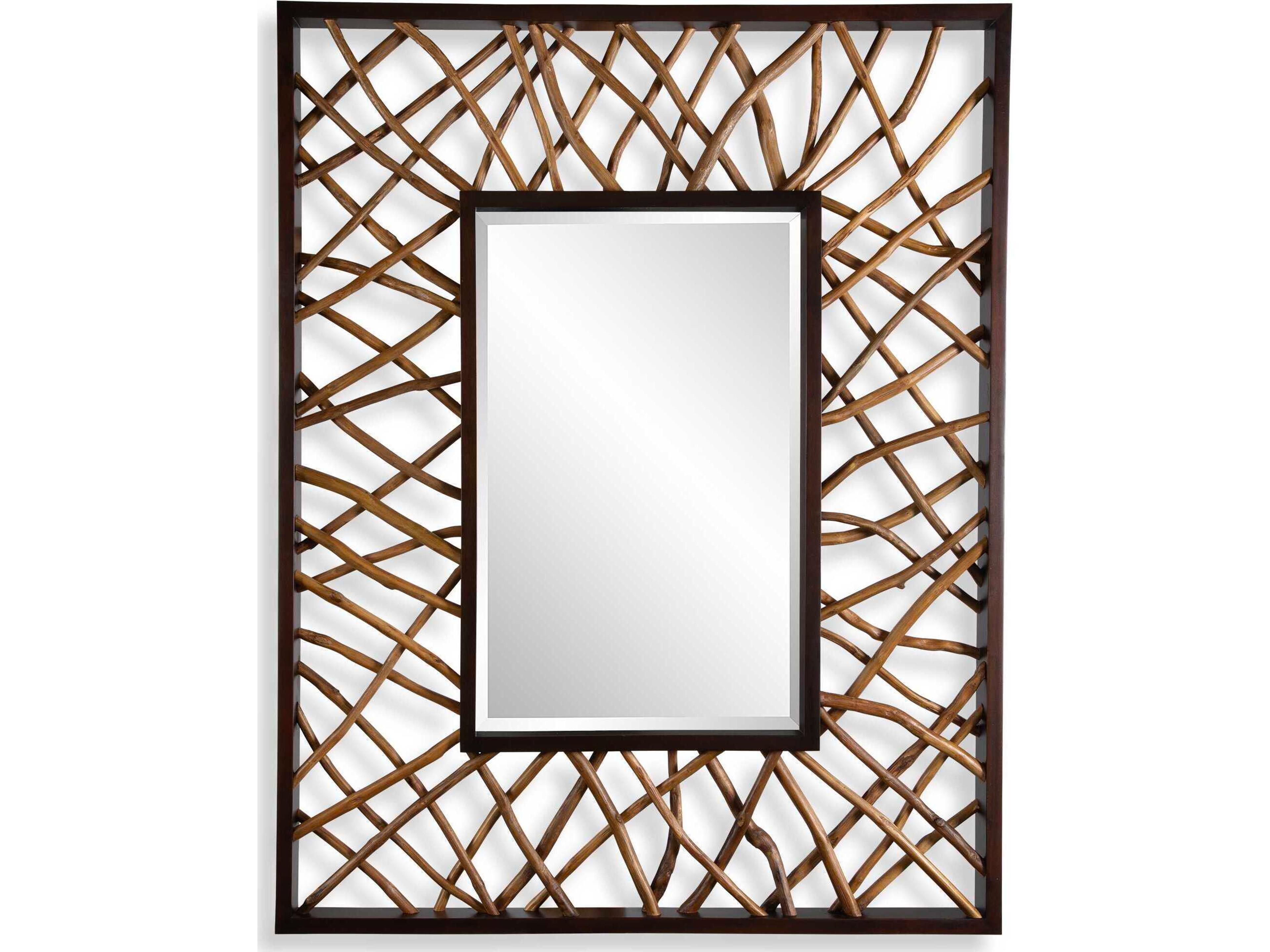 Uttermost Teak Maze Walnut Stain Rectangular Wall Mirror