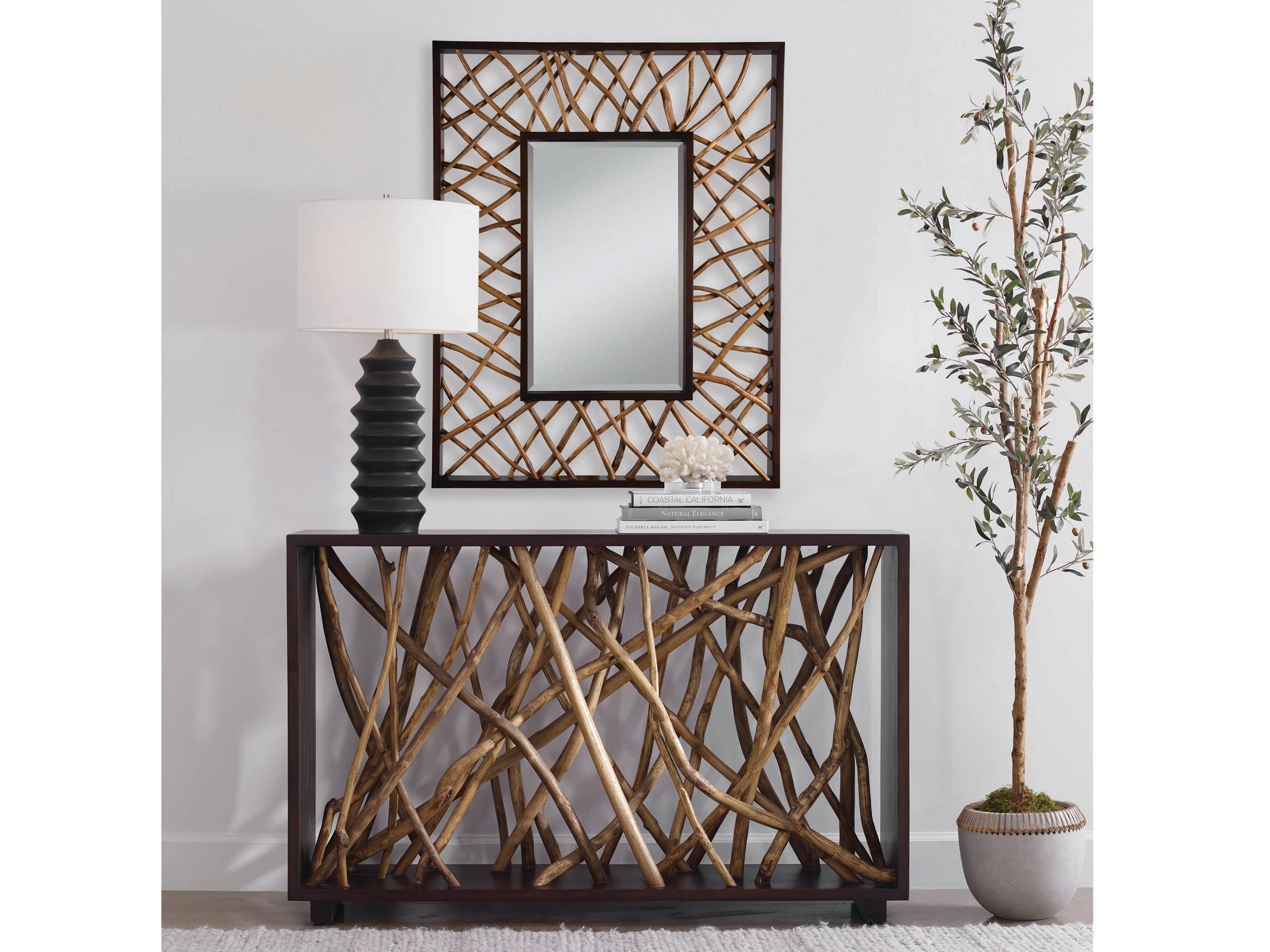 Uttermost Teak Maze Walnut Stain Rectangular Wall Mirror