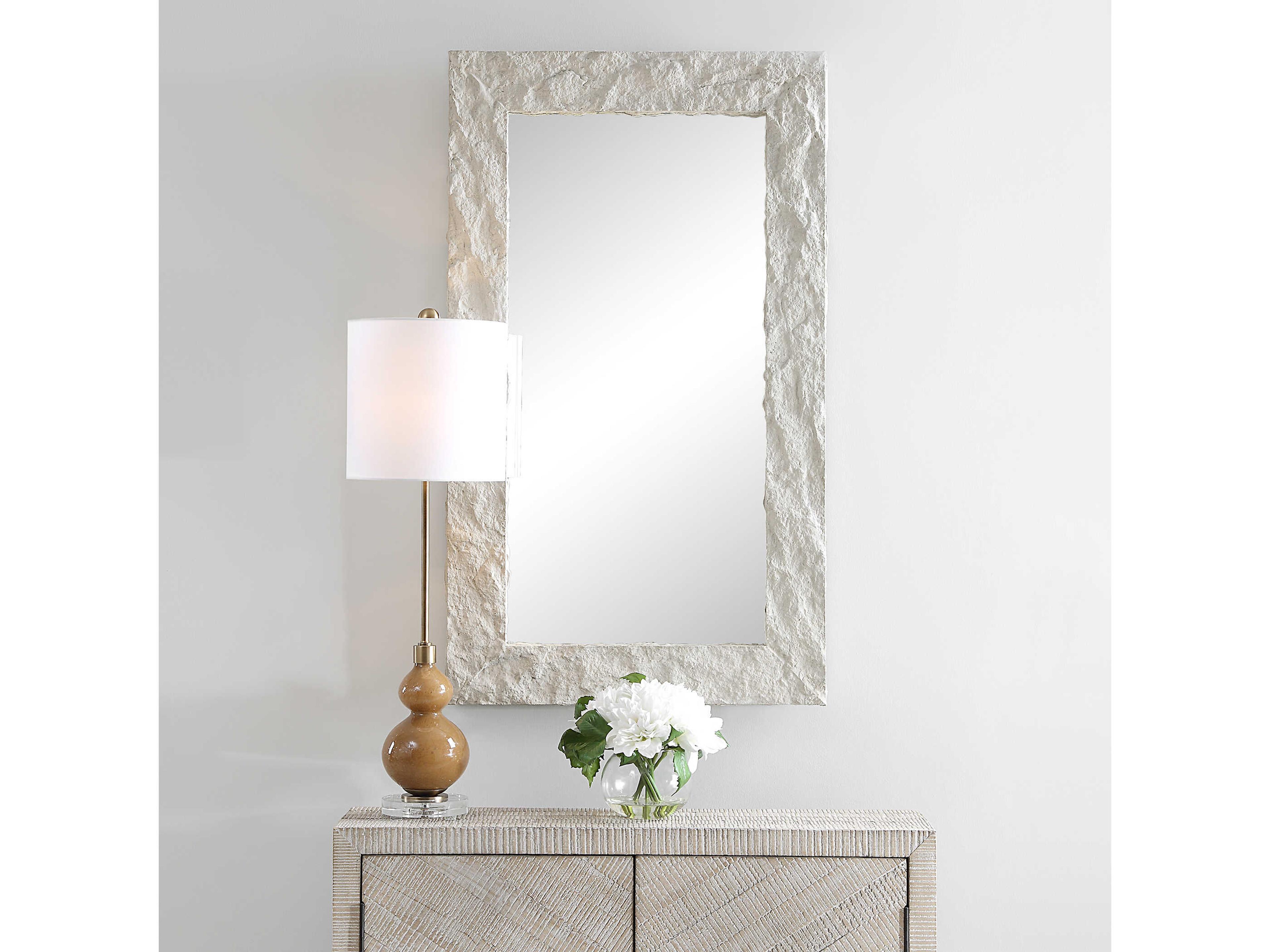 Uttermost Quarry Aged Ivory Rectangular Wall Mirror