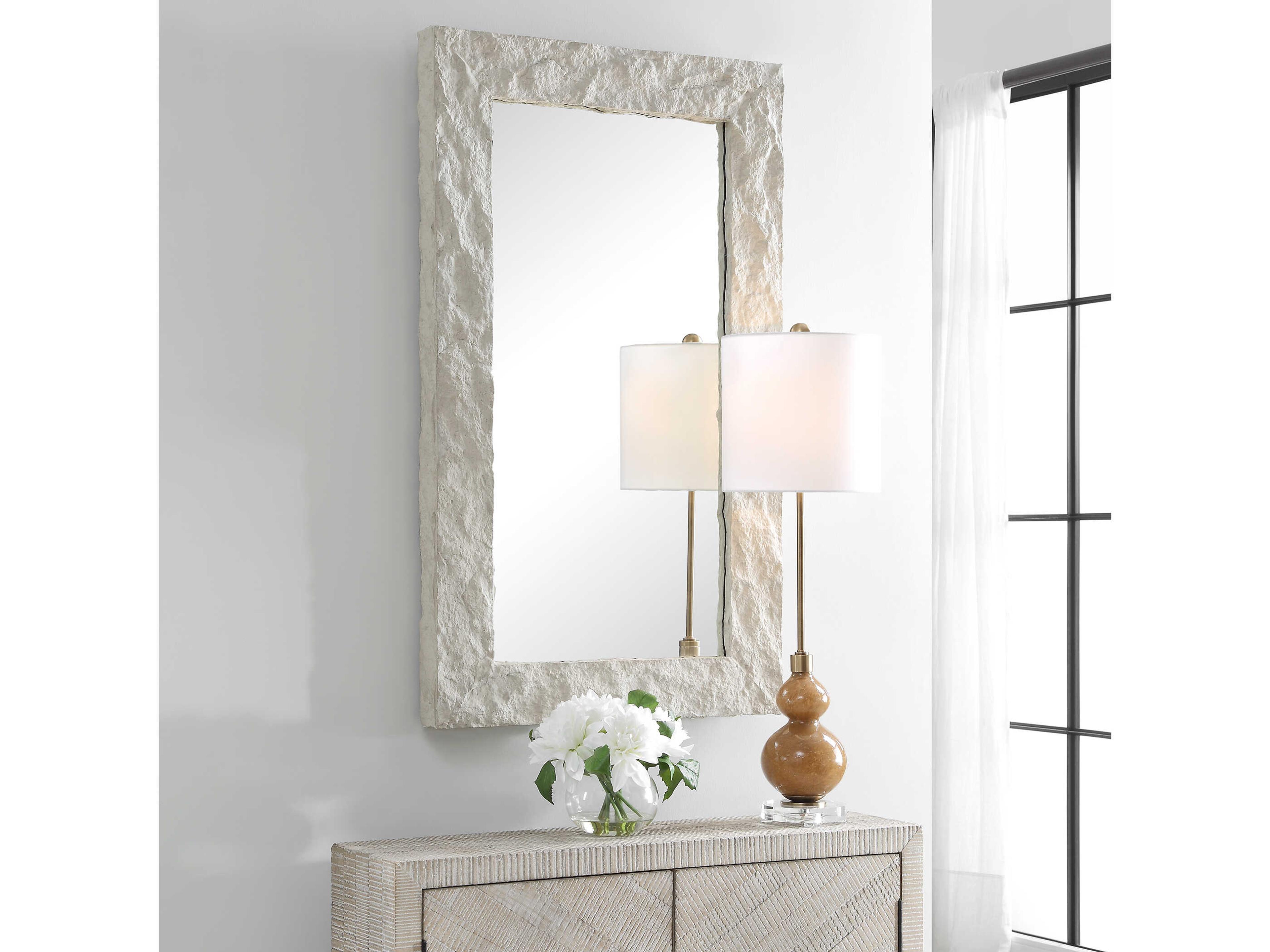 Uttermost Quarry Aged Ivory Rectangular Wall Mirror