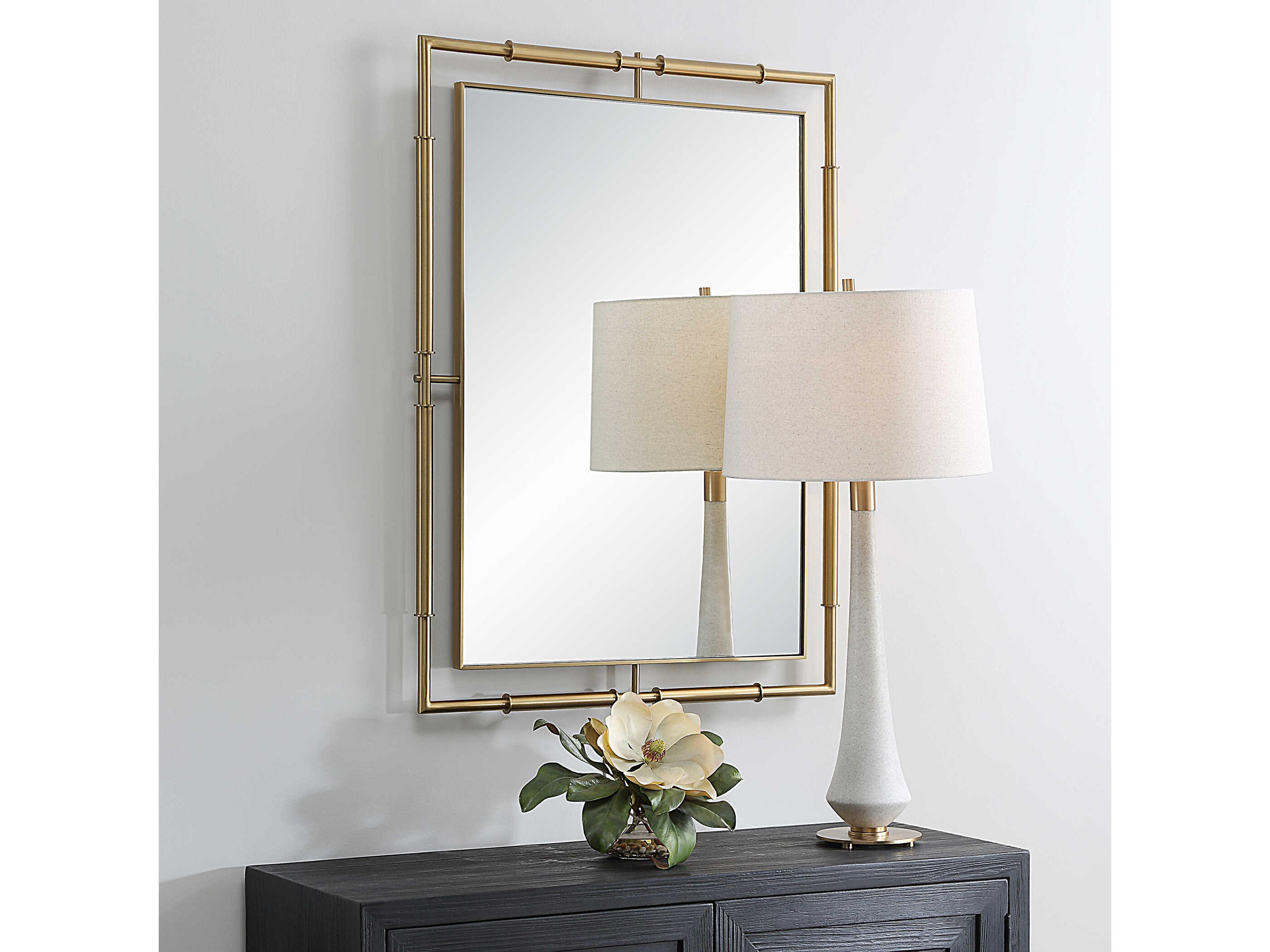 Uttermost It's All Connected Plated Brass Rectangular Wall Mirror