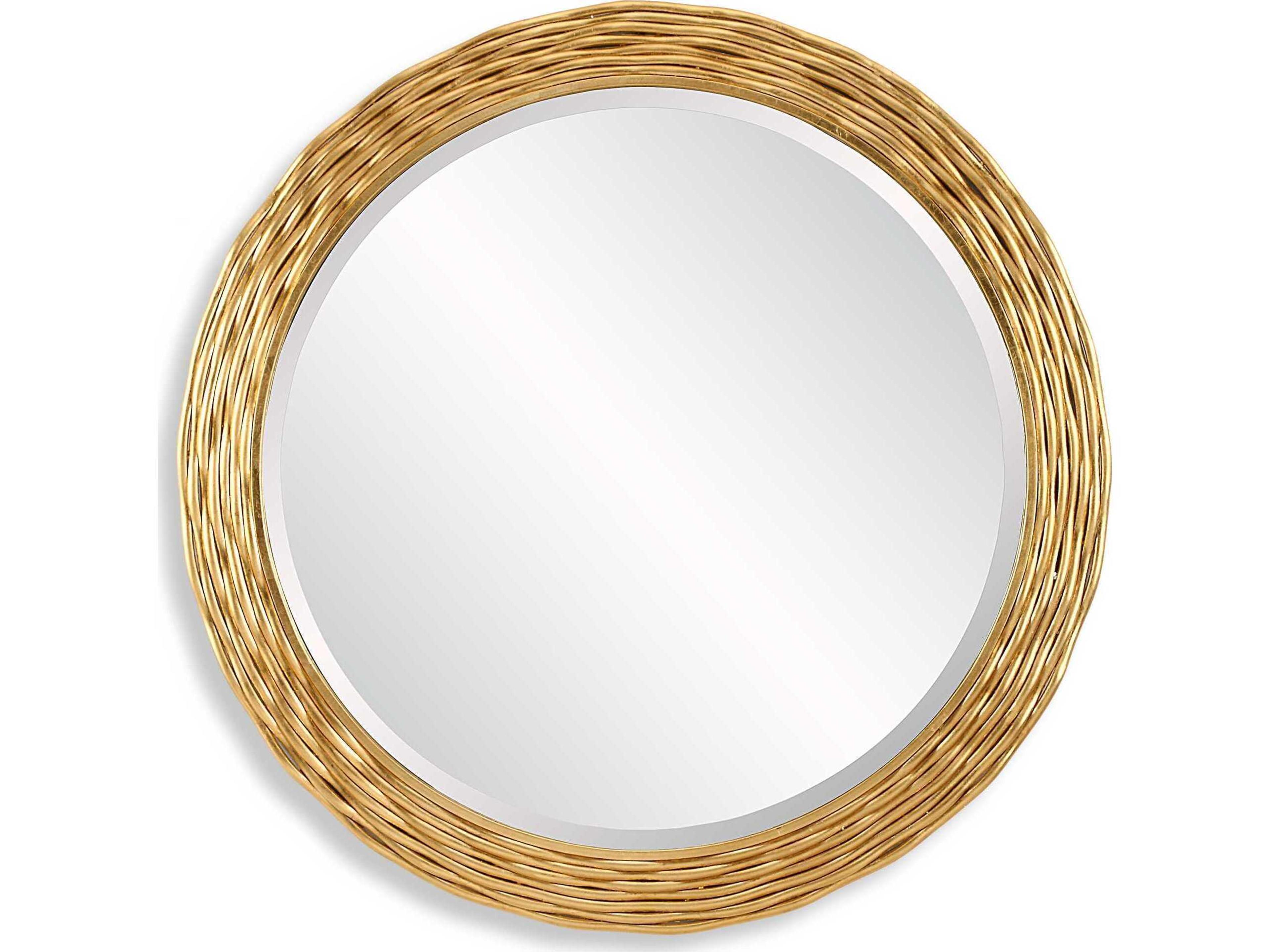 Uttermost Celeste Antiqued Gold Leaf Round Wall Mirror