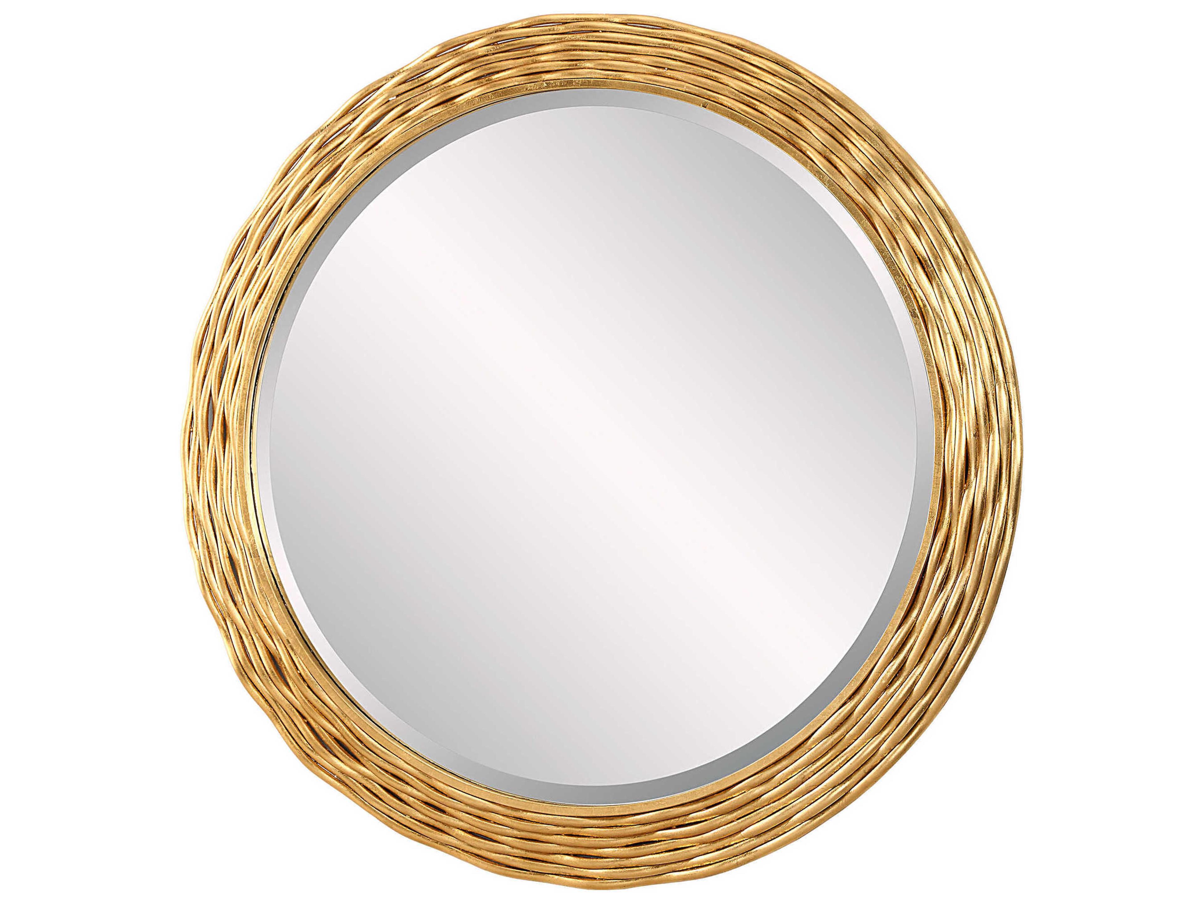 Uttermost Celeste Antiqued Gold Leaf Round Wall Mirror