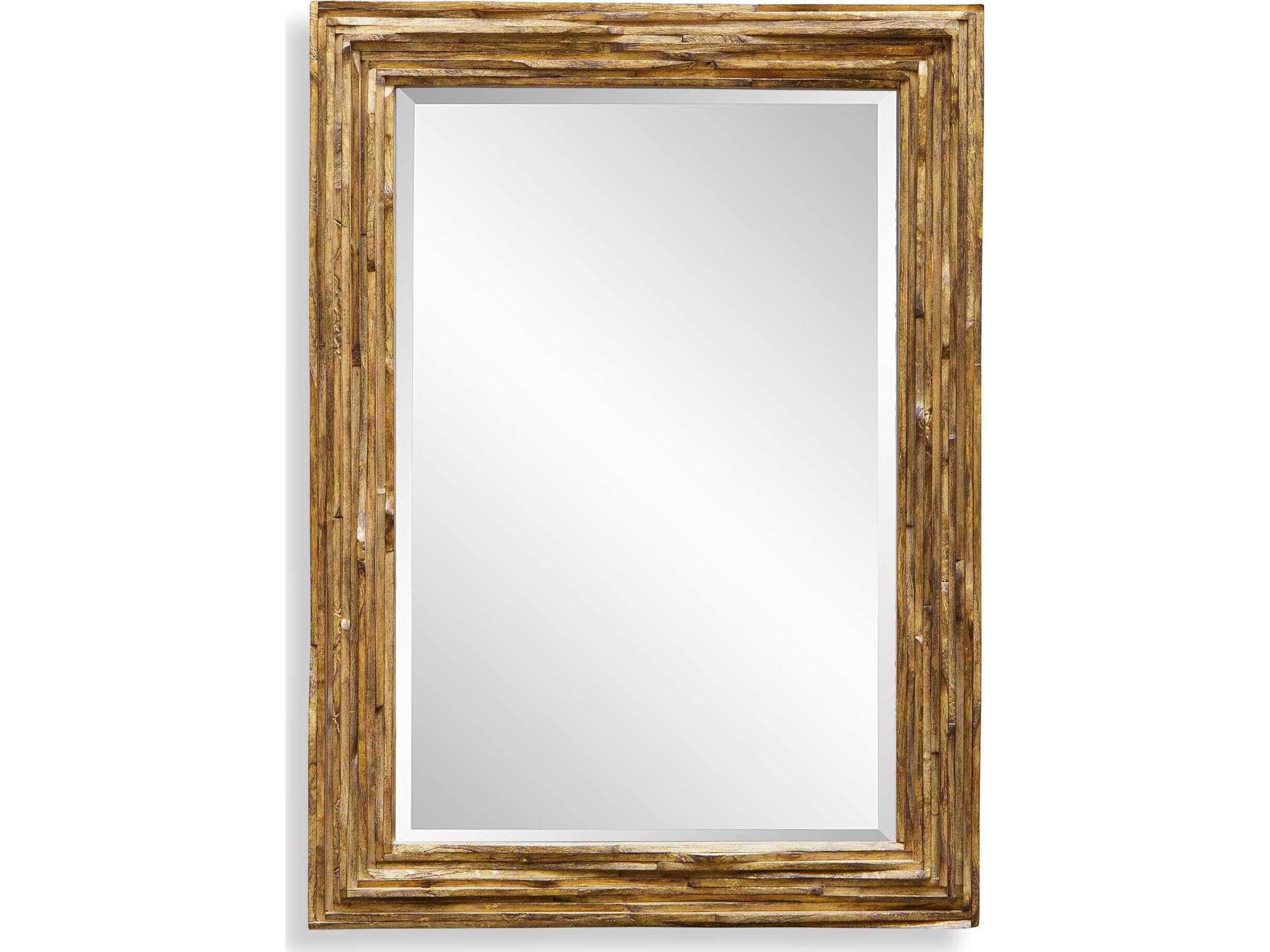 Overlap Distressed Antique Gold Rectangular Wall Mirror
