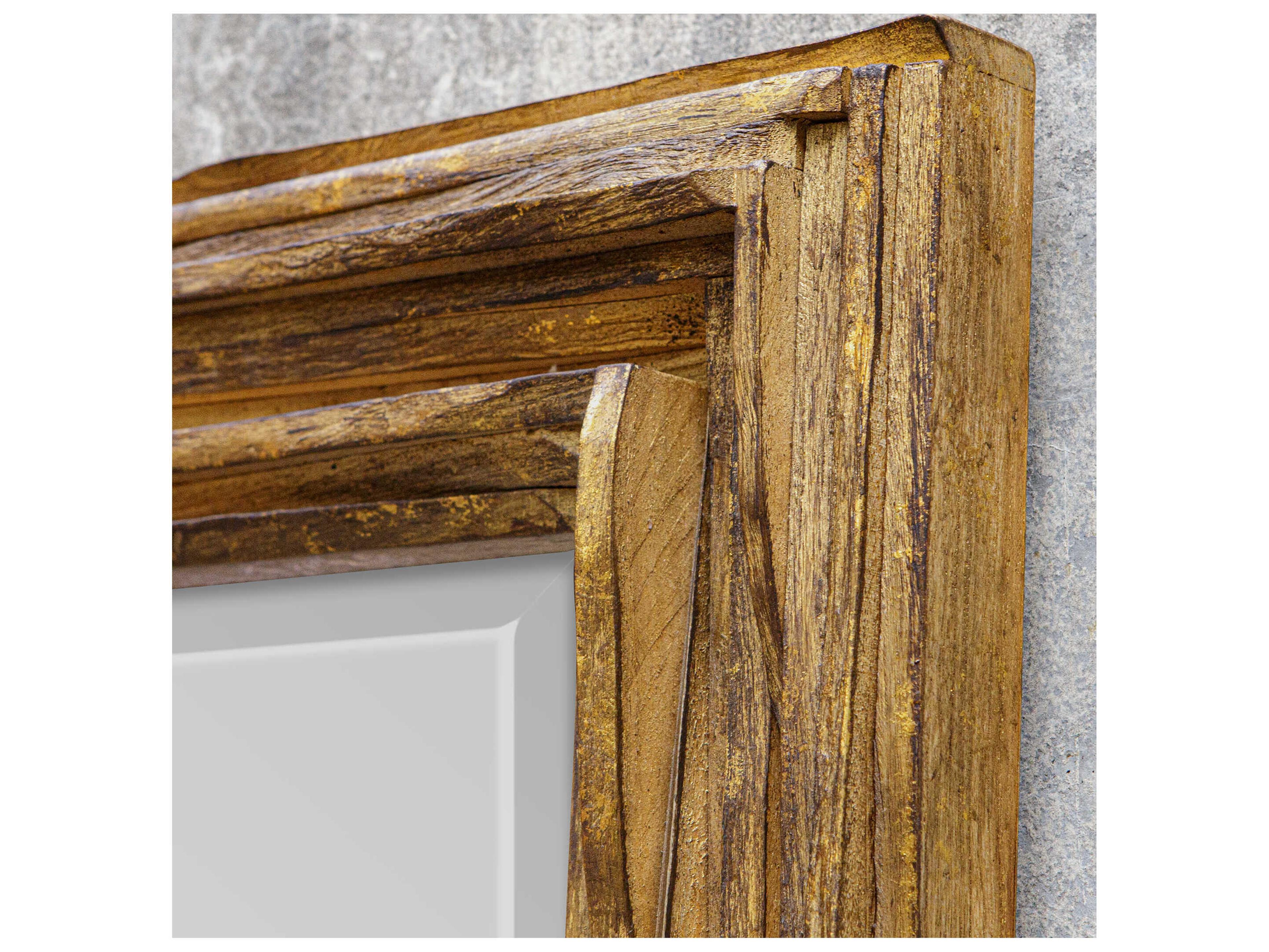 Uttermost Overlap Distressed Antique Gold Rectangular Wall Mirror