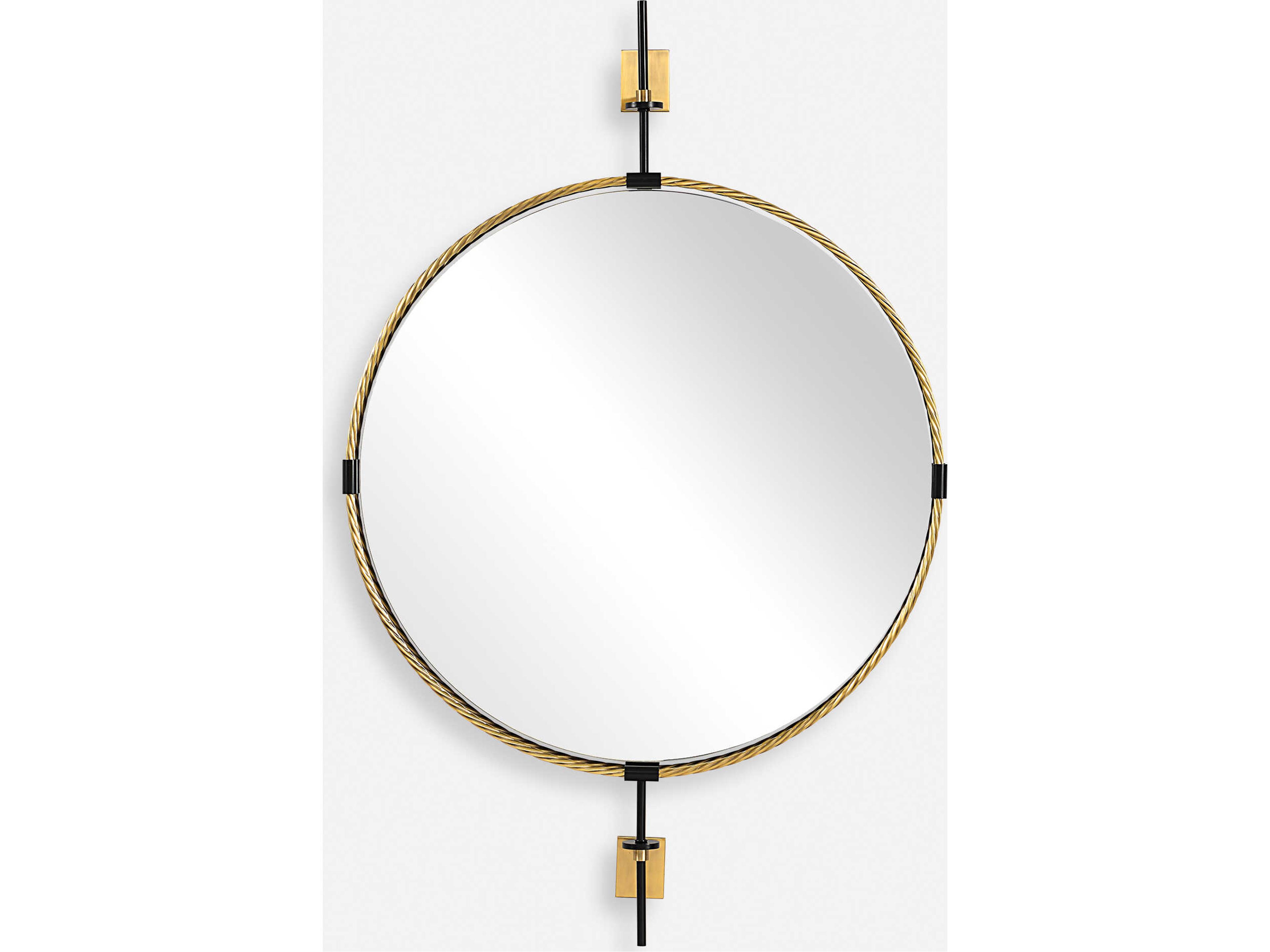 Guardrail Antique Brass Round Wall Mirror