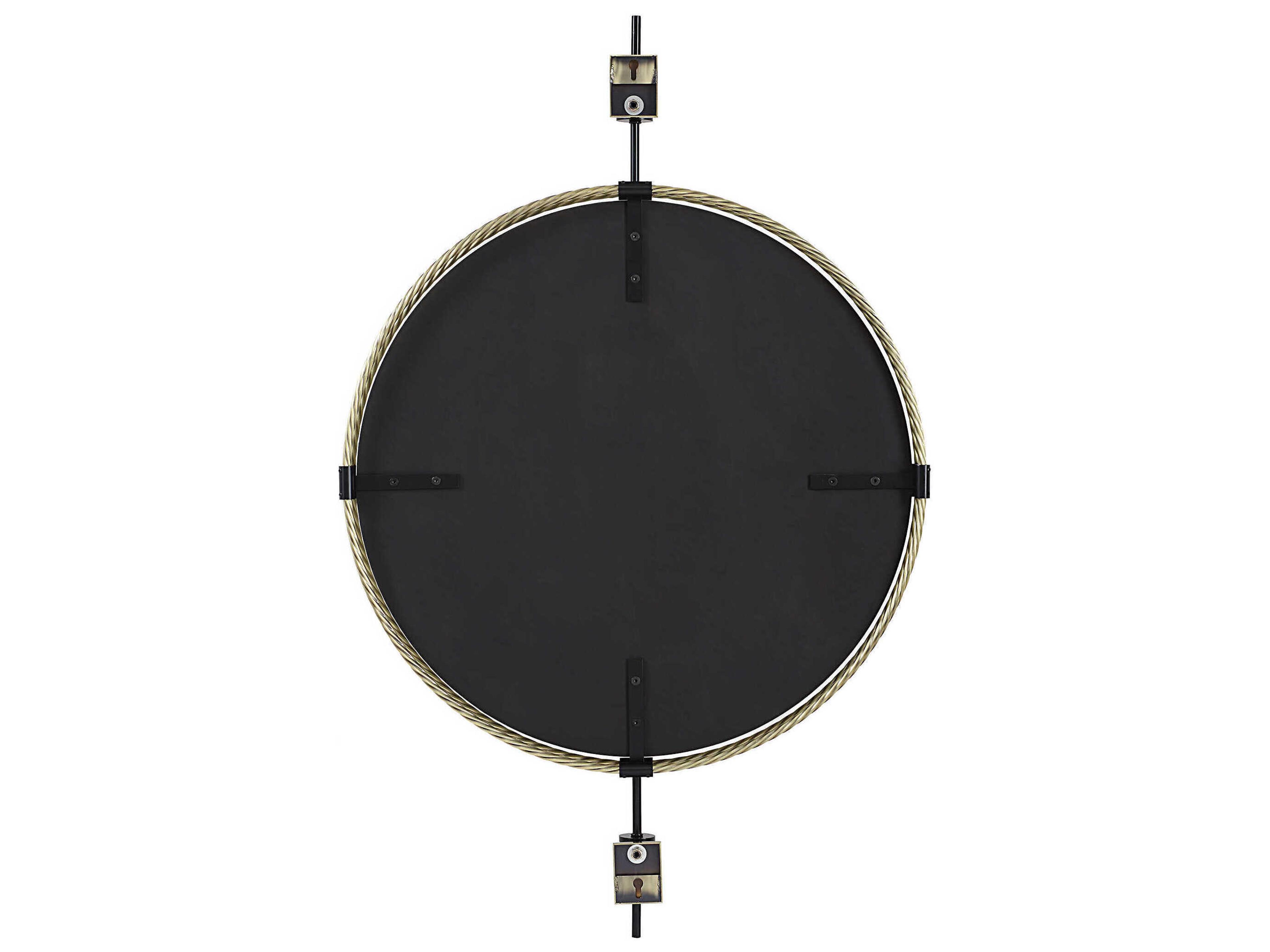 Uttermost Guardrail Antique Brass Round Wall Mirror