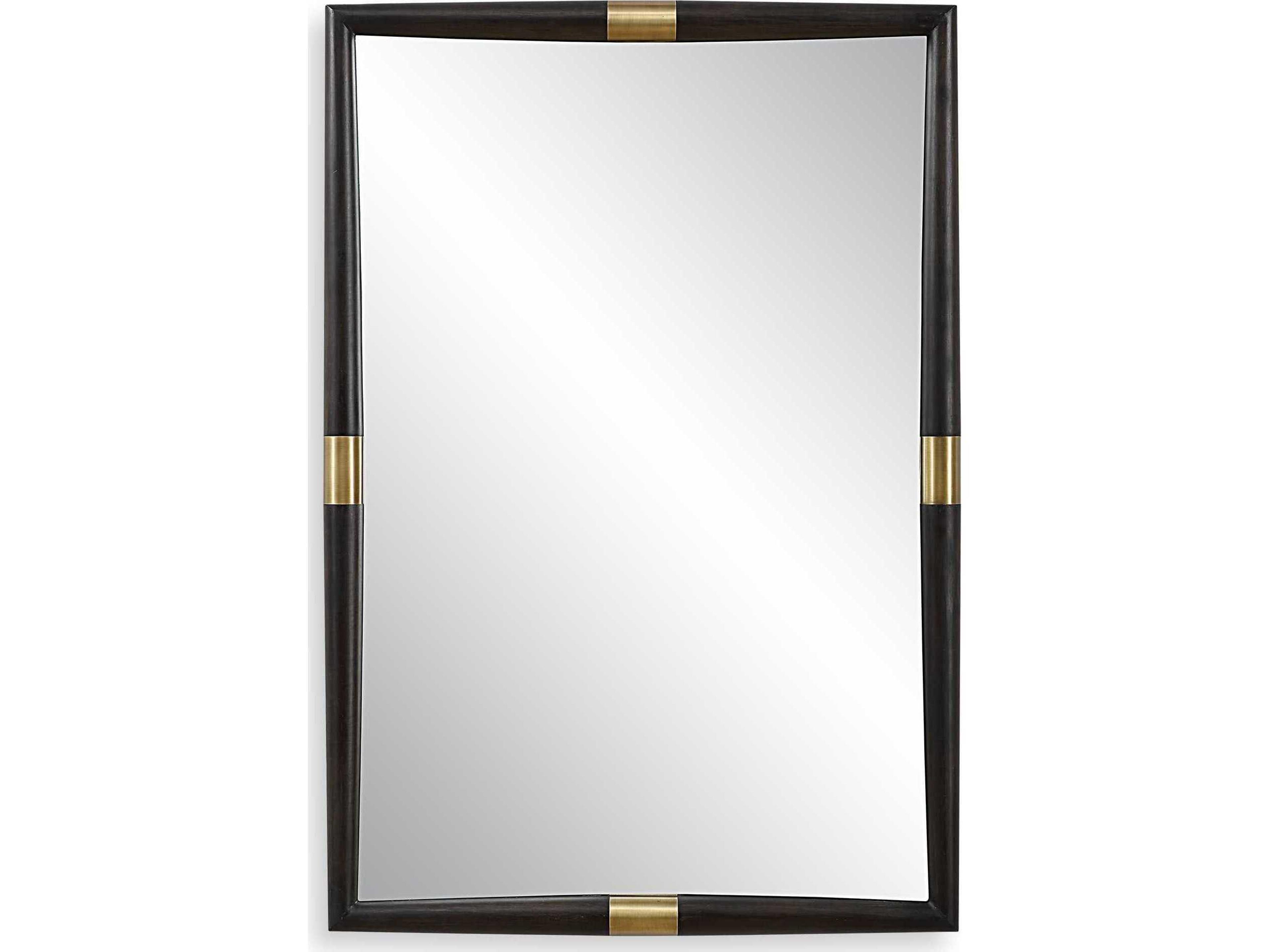 Uttermost Larkin Dark Oak Antique Brass Rectangular Wall Mirror