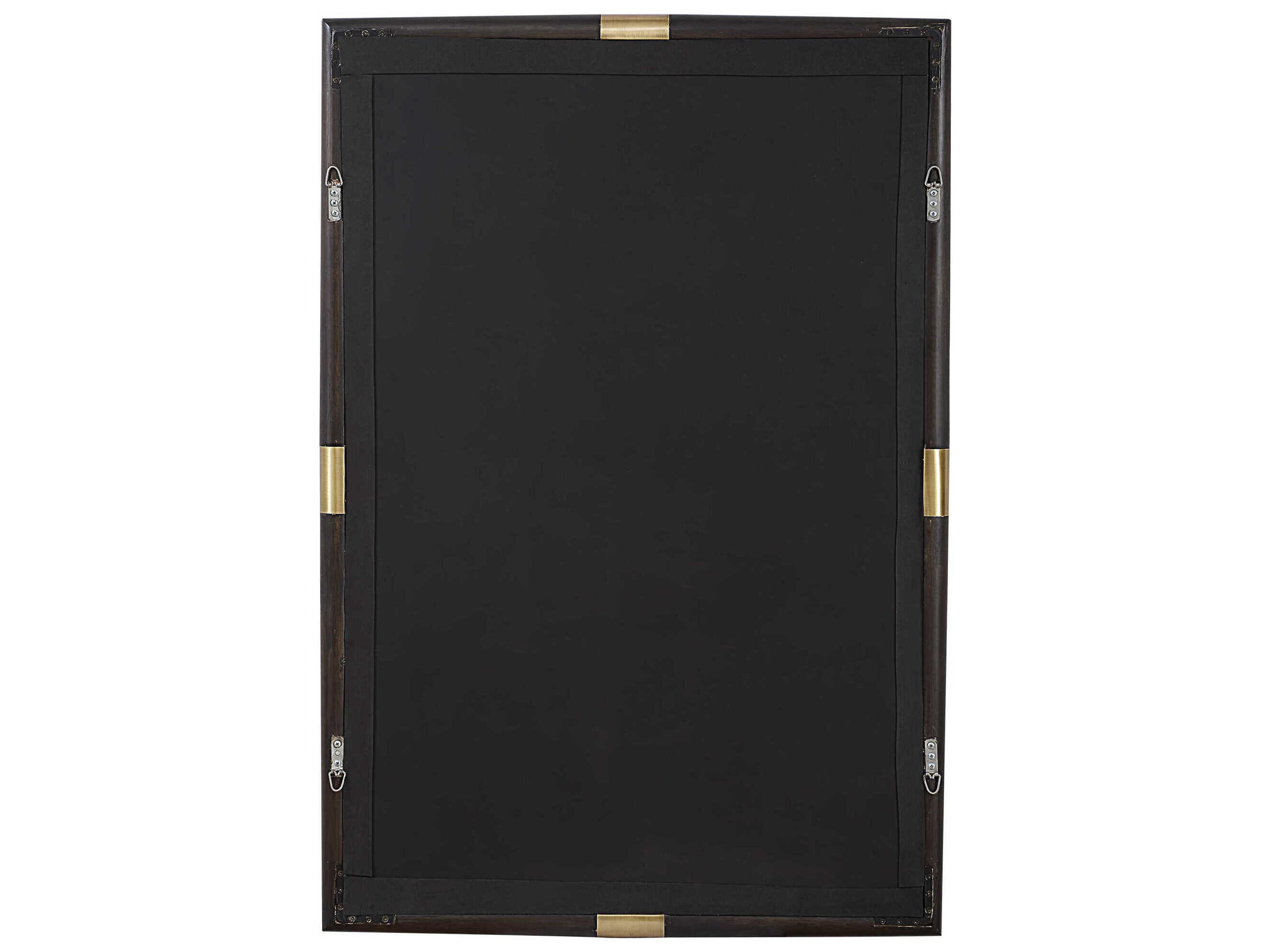 Uttermost Larkin Dark Oak Antique Brass Rectangular Wall Mirror
