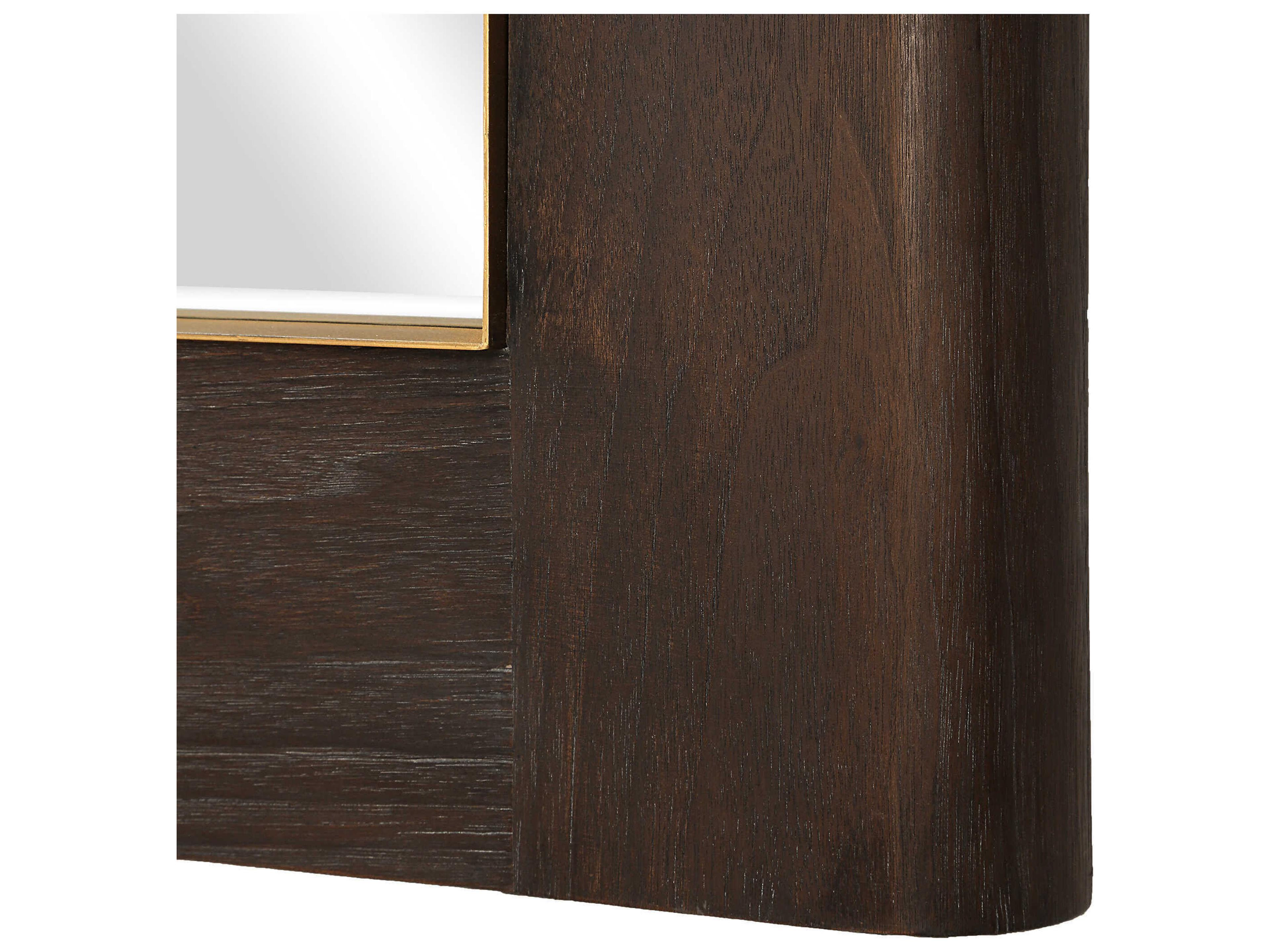 Uttermost Catron Aged Walnut Antique Brass Rectangular Wall Mirror