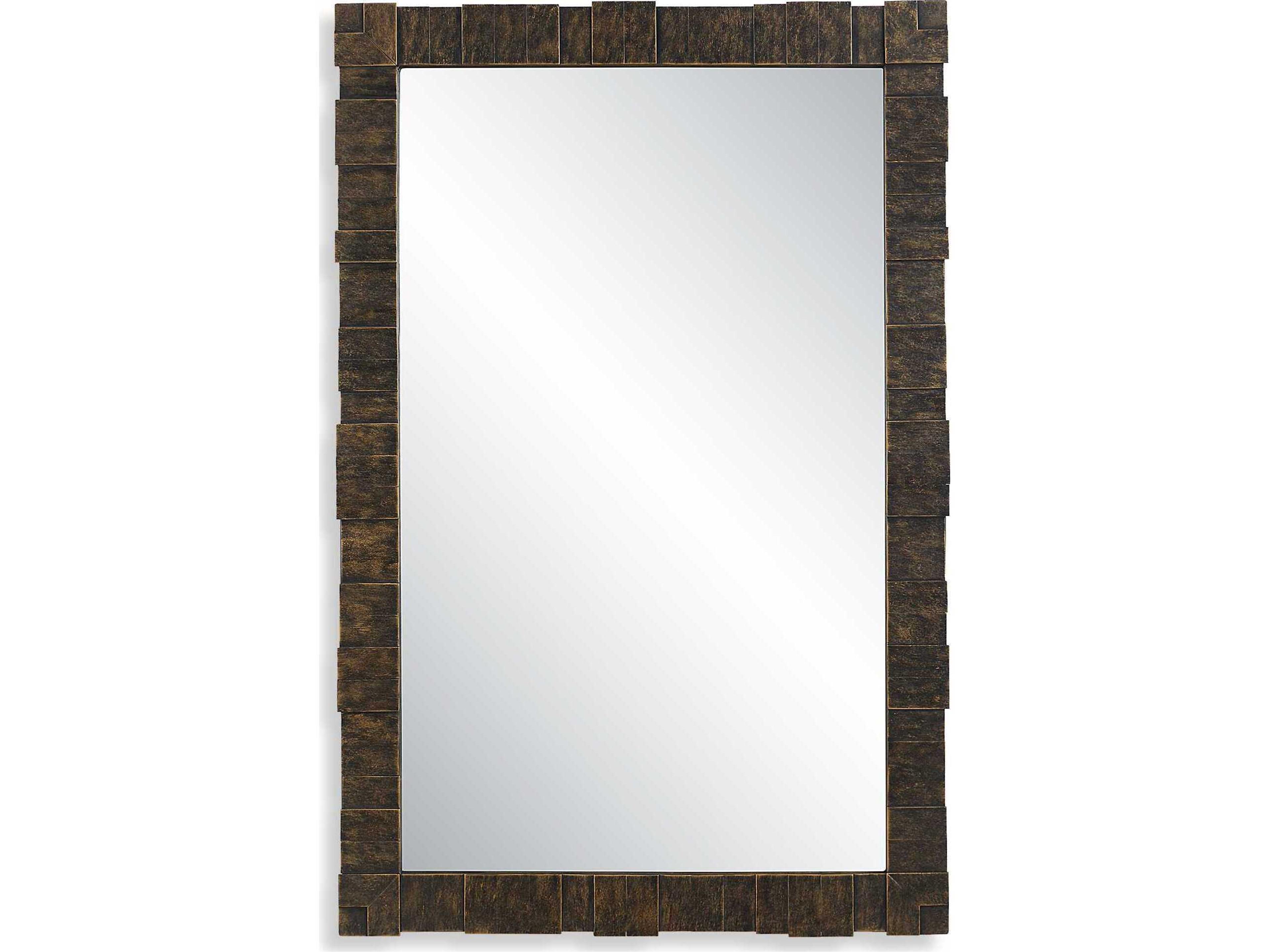 Bustelo Distressed Dark Bronze Antique Gold Rectangular Wall Mirror