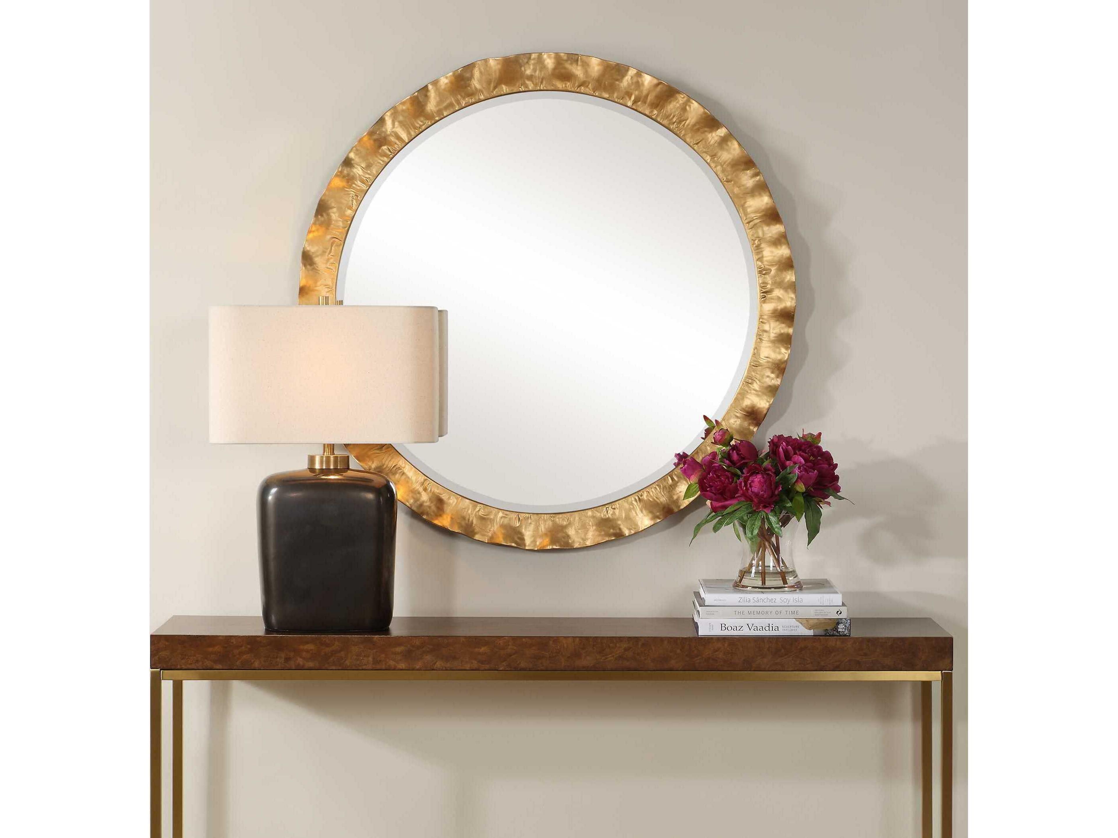 Uttermost Haya Gold Leaf Round Wall Mirror