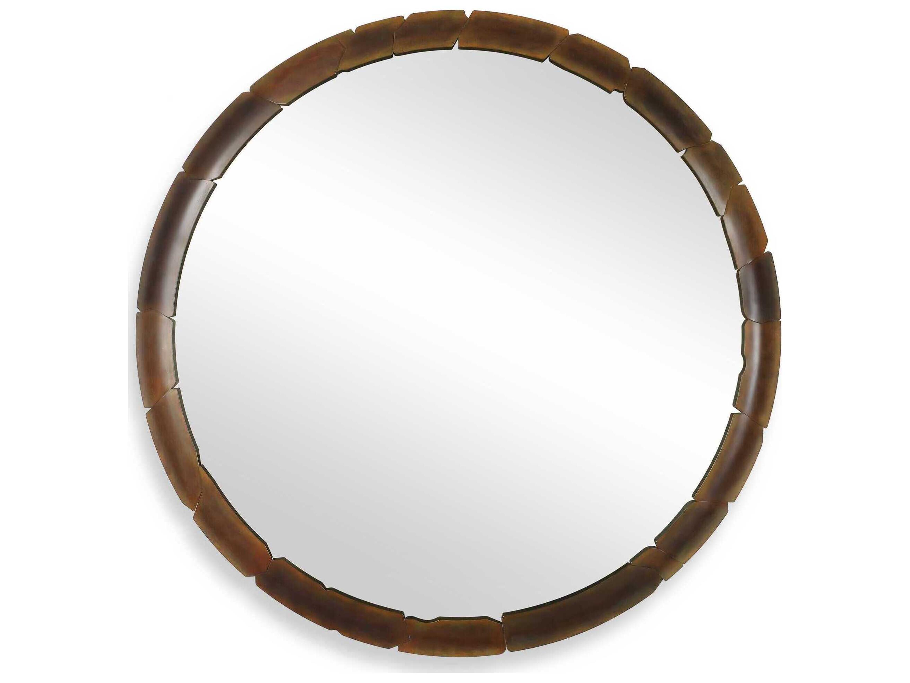 Auger Aged Rust Bronze Round Wall Mirror