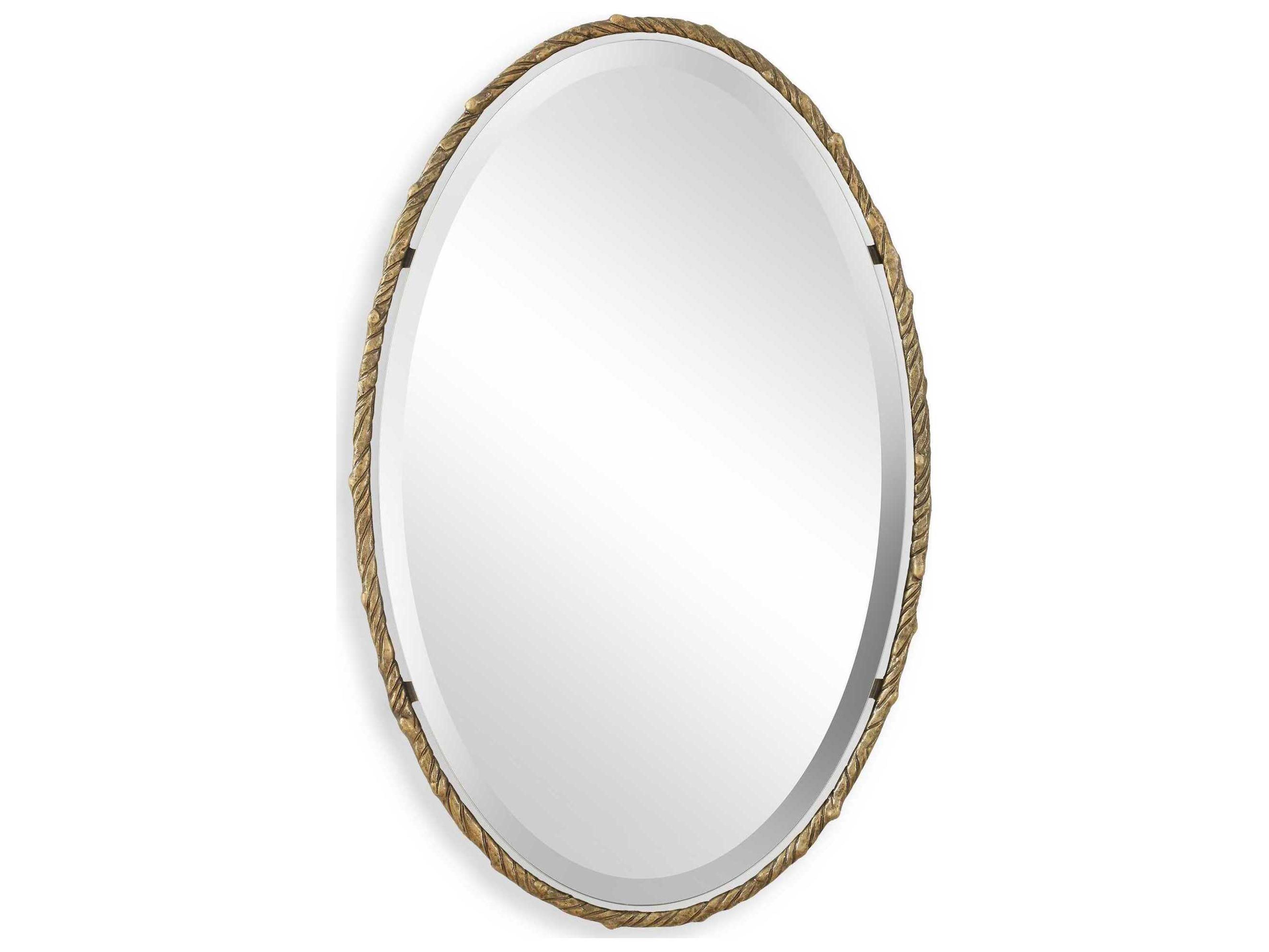 Twisted Branch Antique Gold Oval Wall Mirror