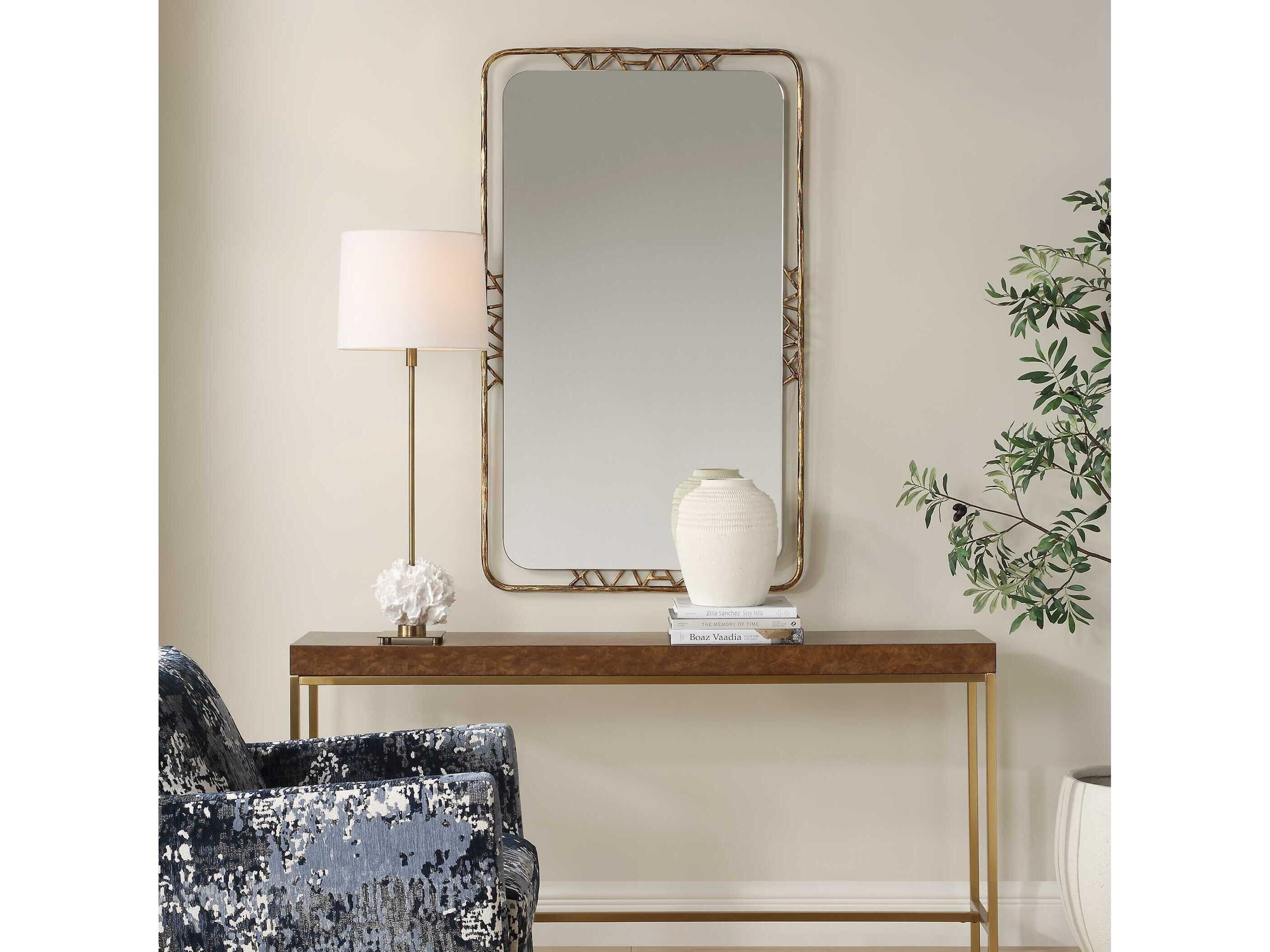 Uttermost Tahoma Antique Gold Rectangular Wall Mirror