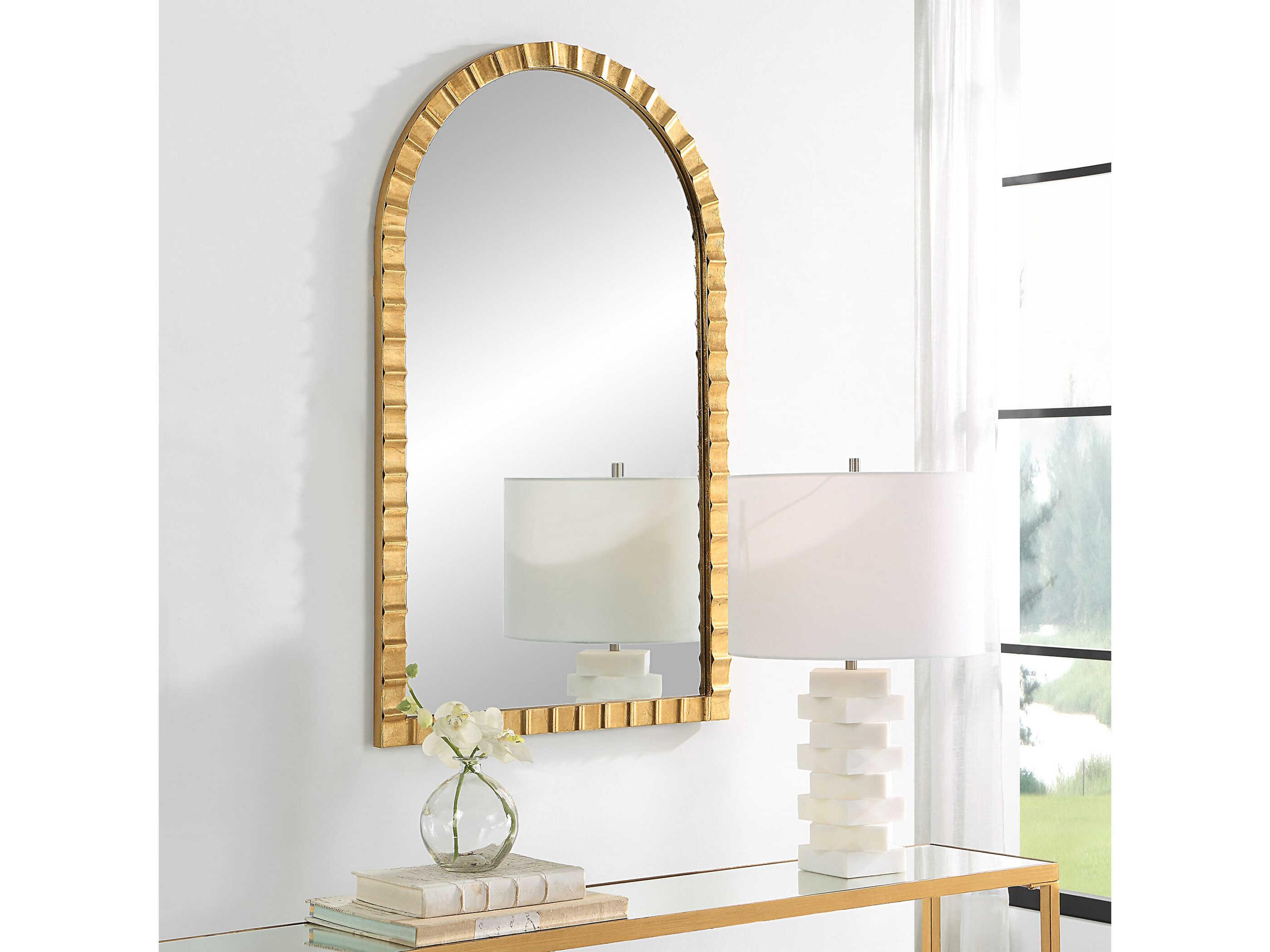 Uttermost Dandridge Gold Leaf Arch Wall Mirror