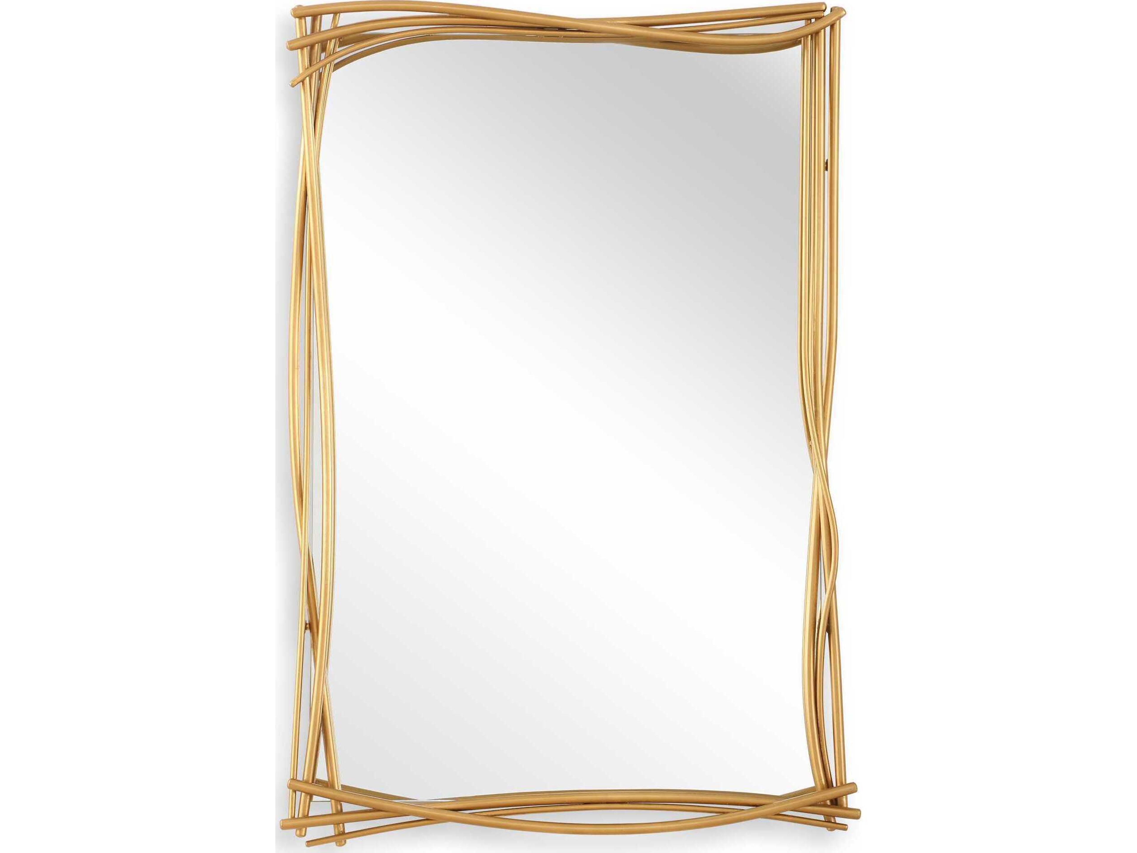 Curved Branches Gold Leaf Rectangular Wall Mirror