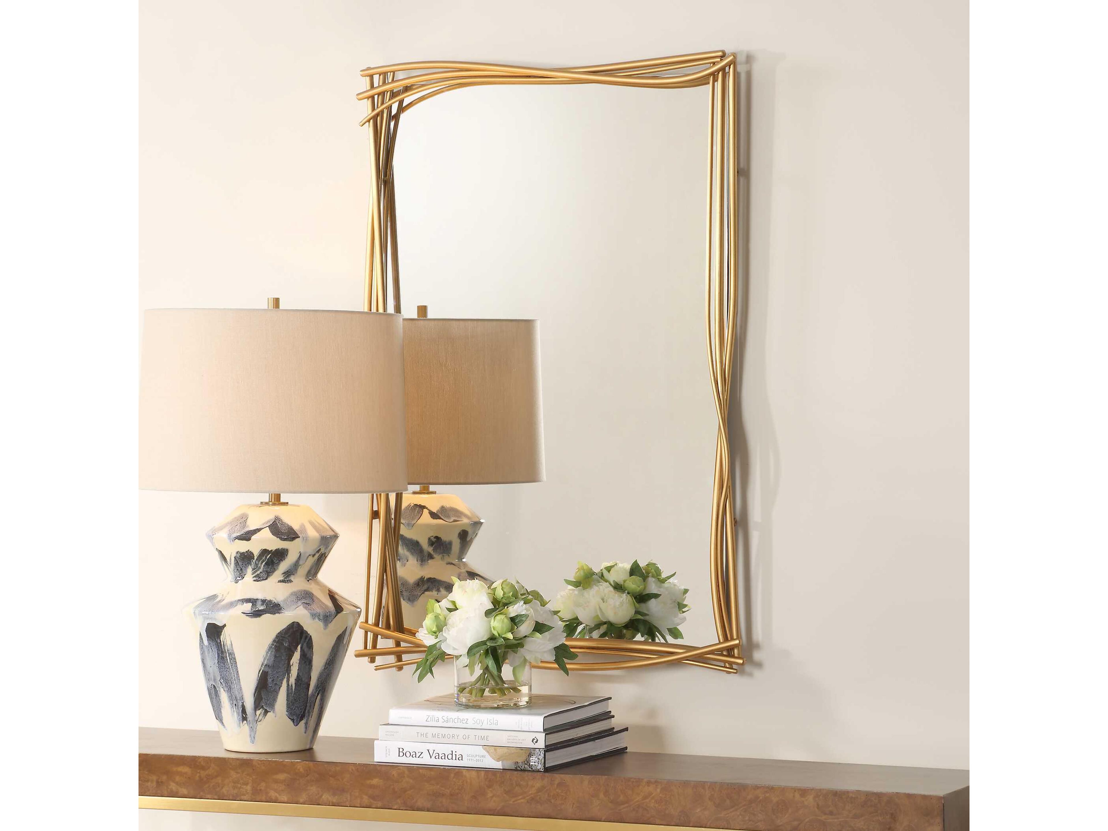 Uttermost Curved Branches Gold Leaf Rectangular Wall Mirror