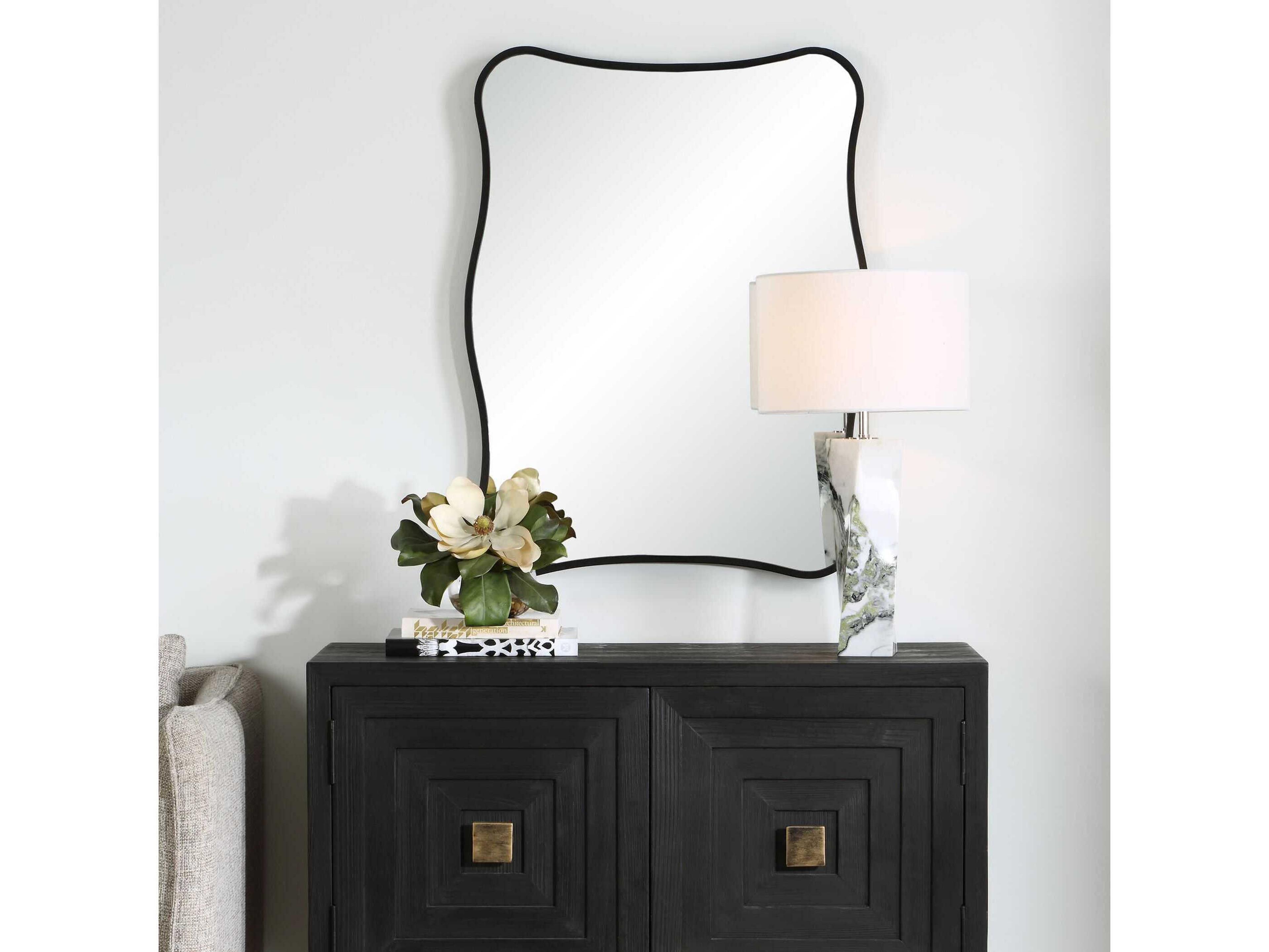 Uttermost Pavia Satin Black Rectangular Wall Mirror