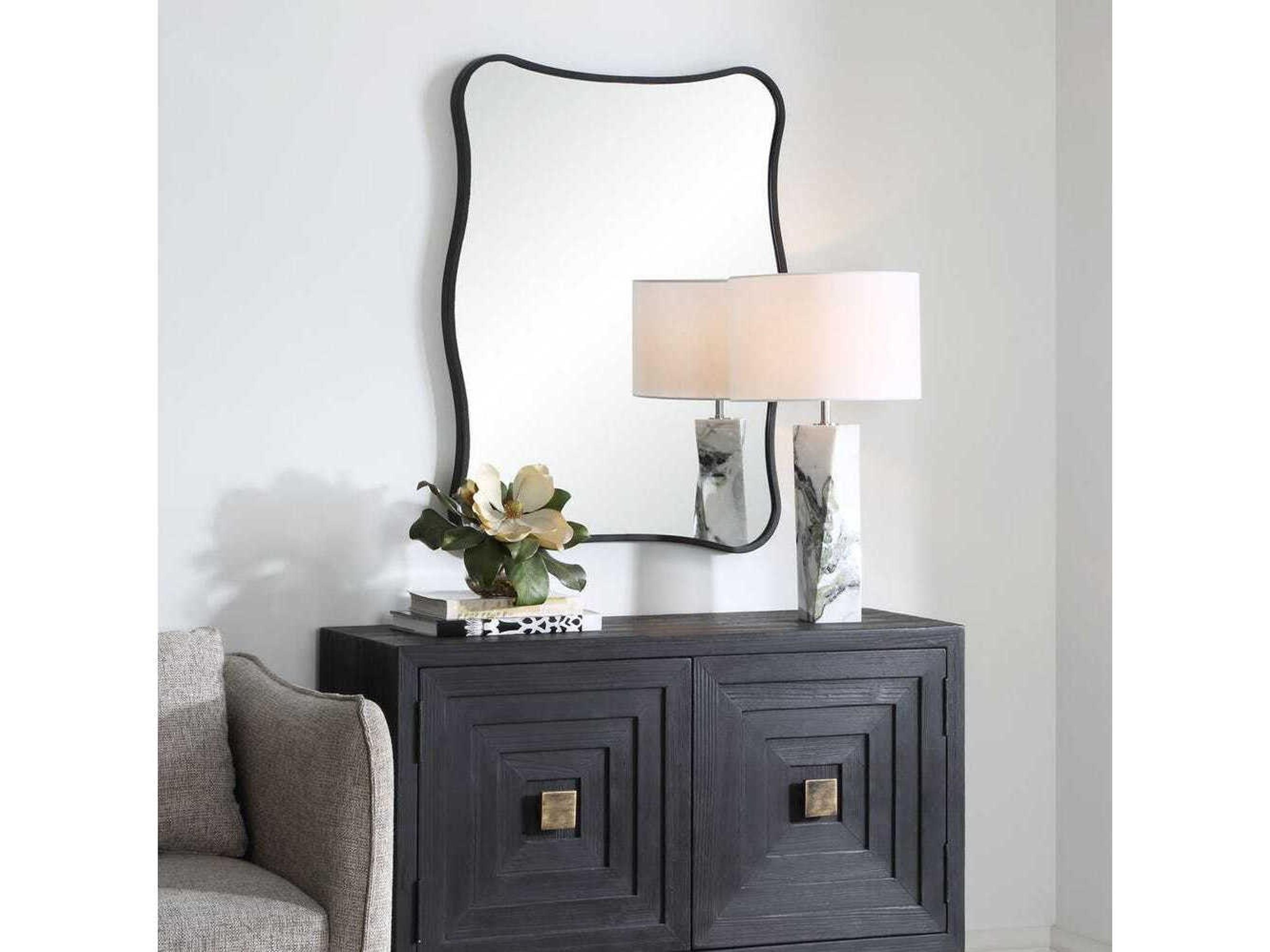 Uttermost Pavia Satin Black Rectangular Wall Mirror