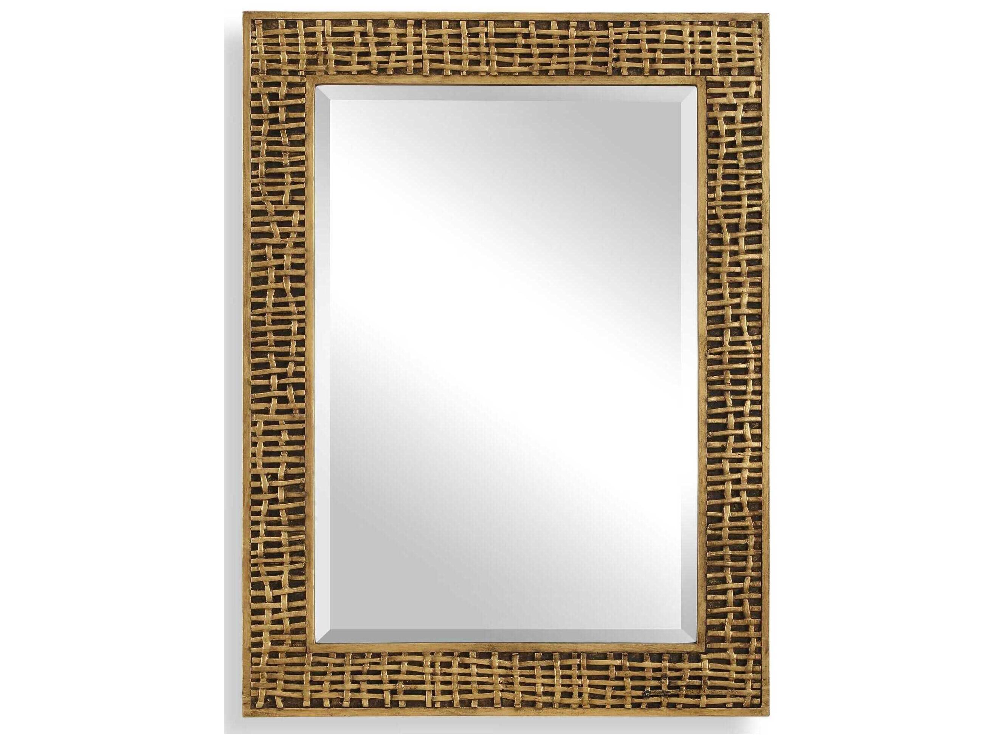 Uttermost Woven In Antiqued Gold Leaf Rectangular Wall Mirror