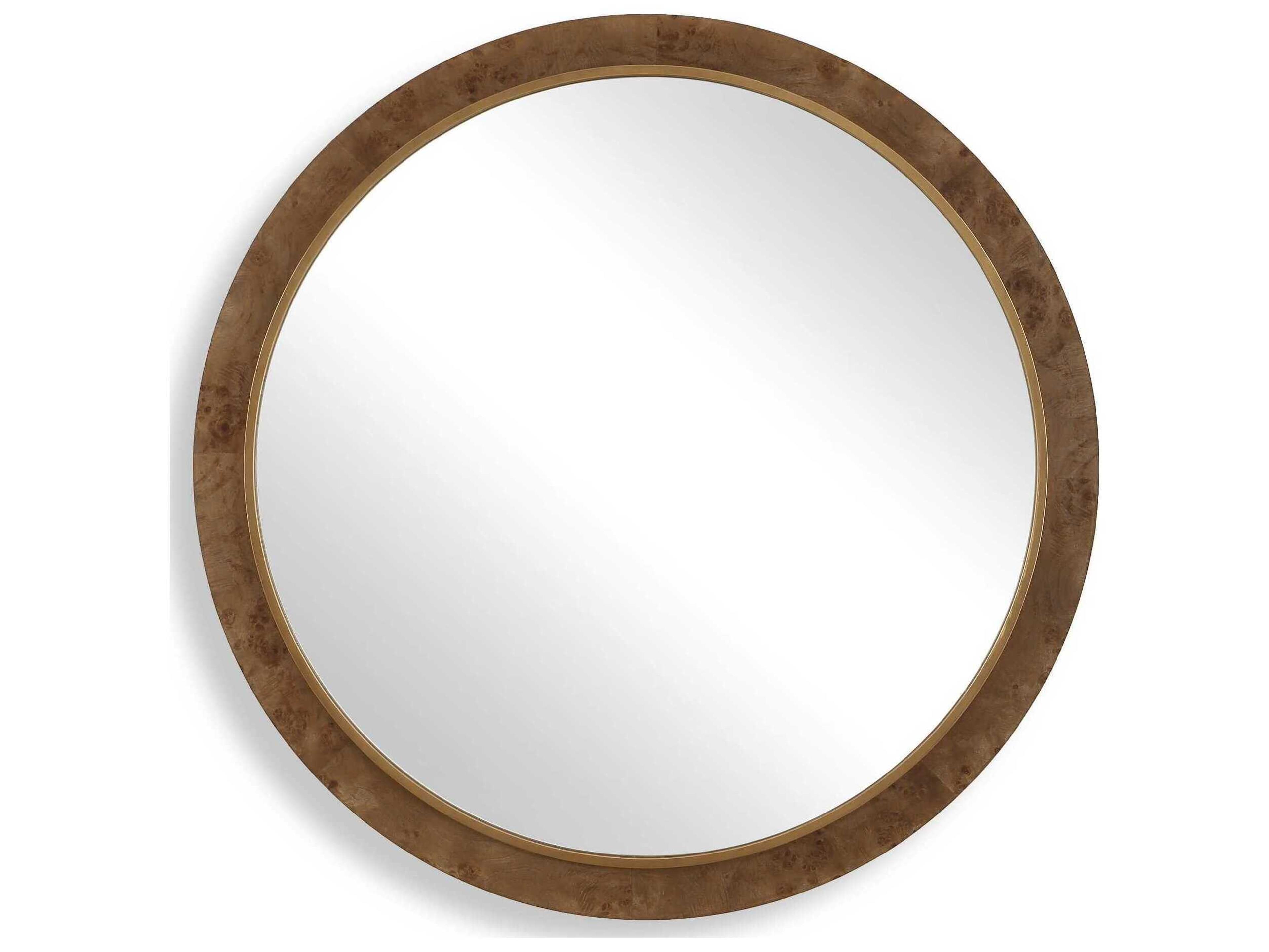 Cleveland Natural Antique Gold Round Wall Mirror