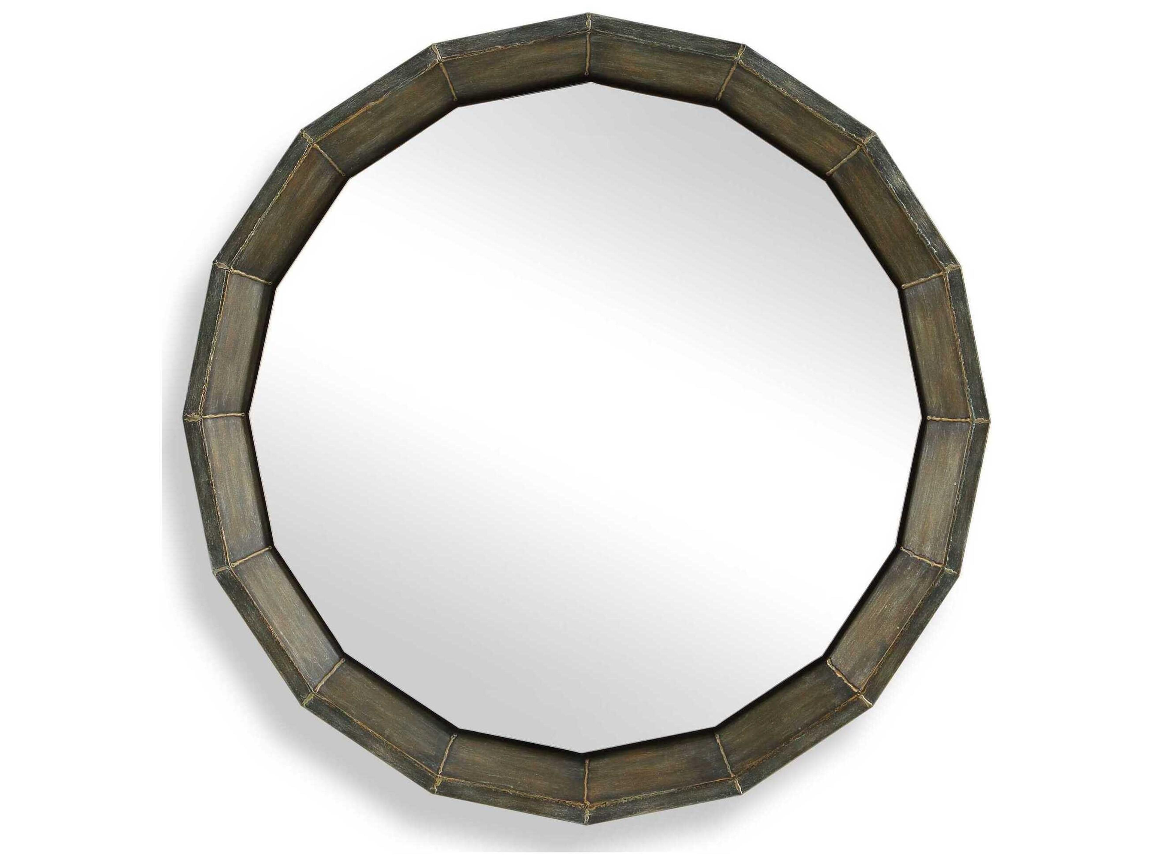 Neve Rubbed Bronze Round Wall Mirror