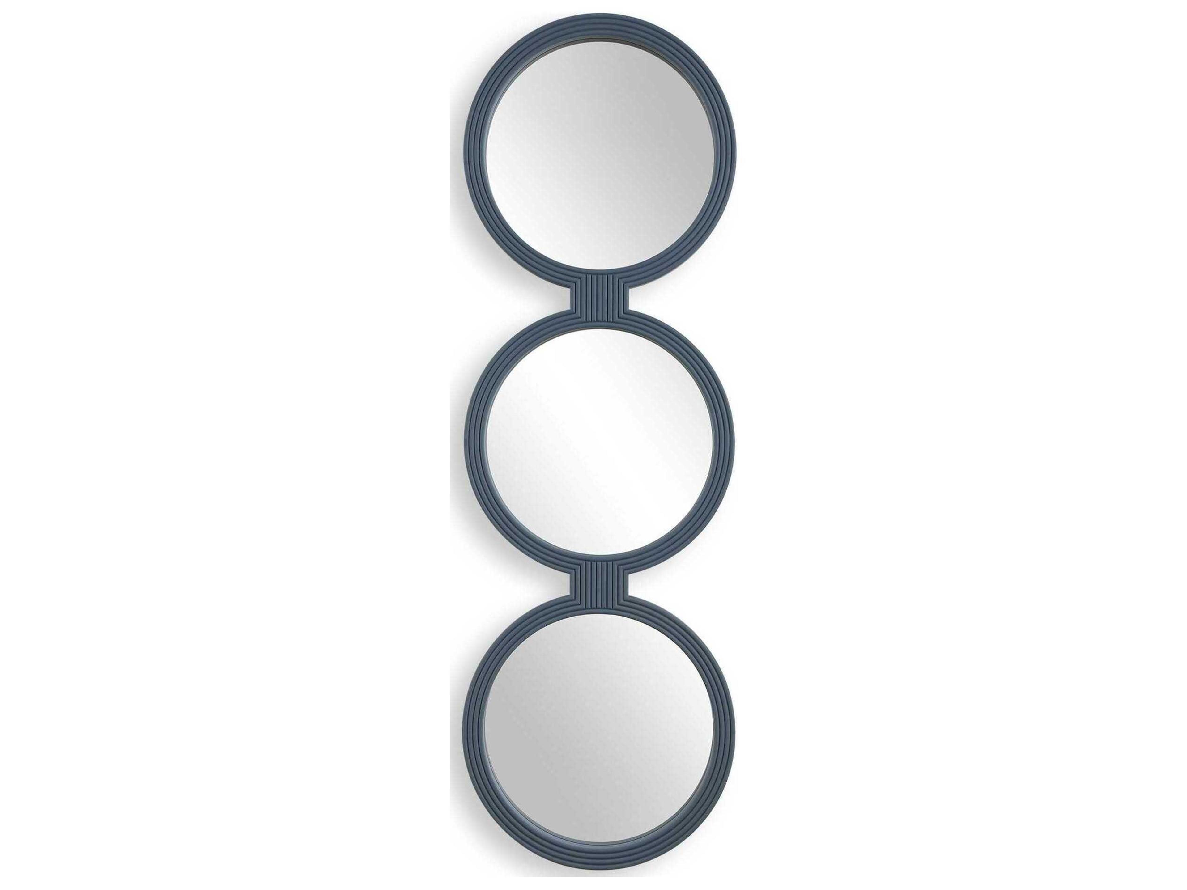 Going In Circles Blue Gray Round Wall Mirror