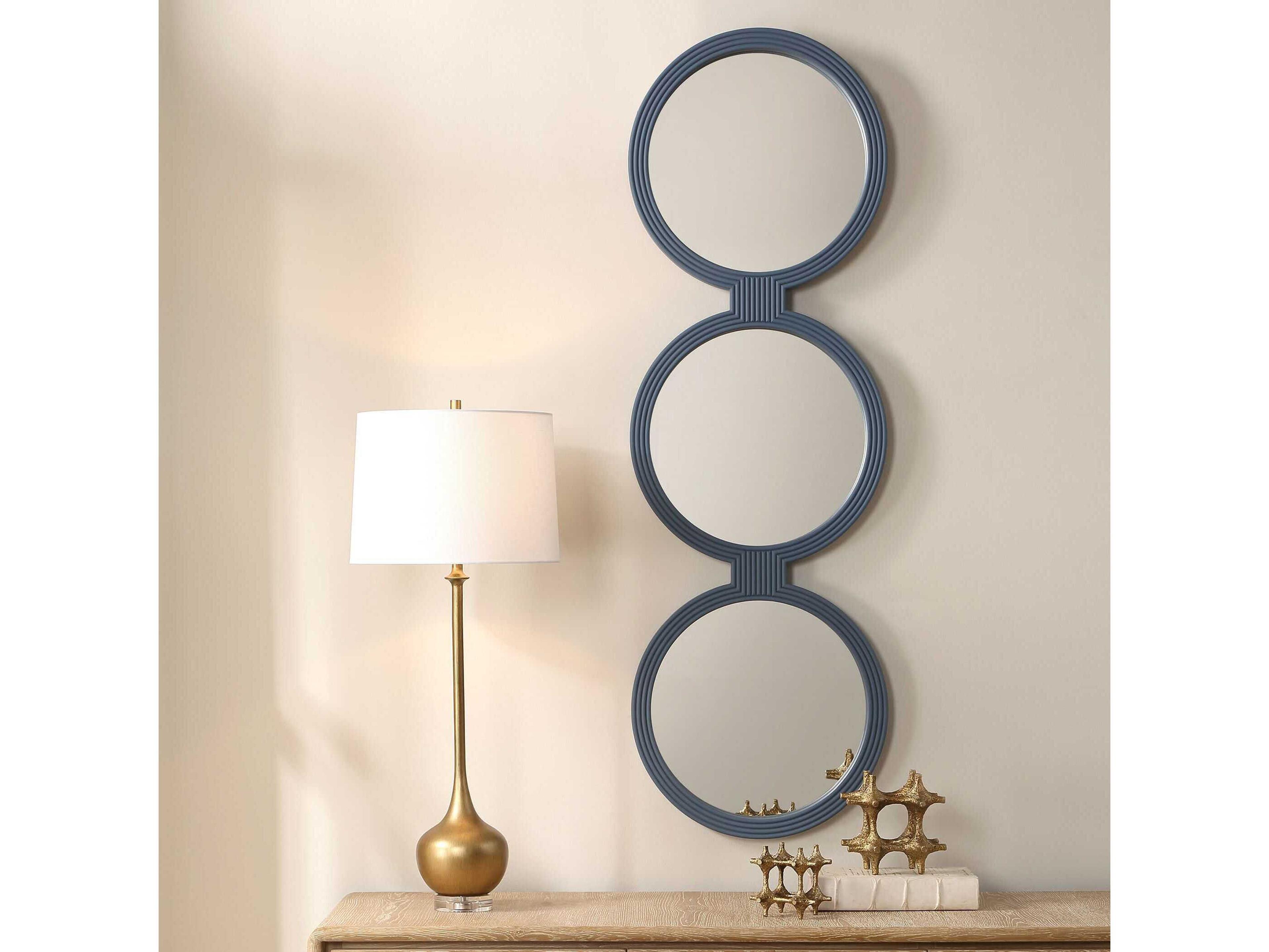 Uttermost Going In Circles Blue Gray Round Wall Mirror