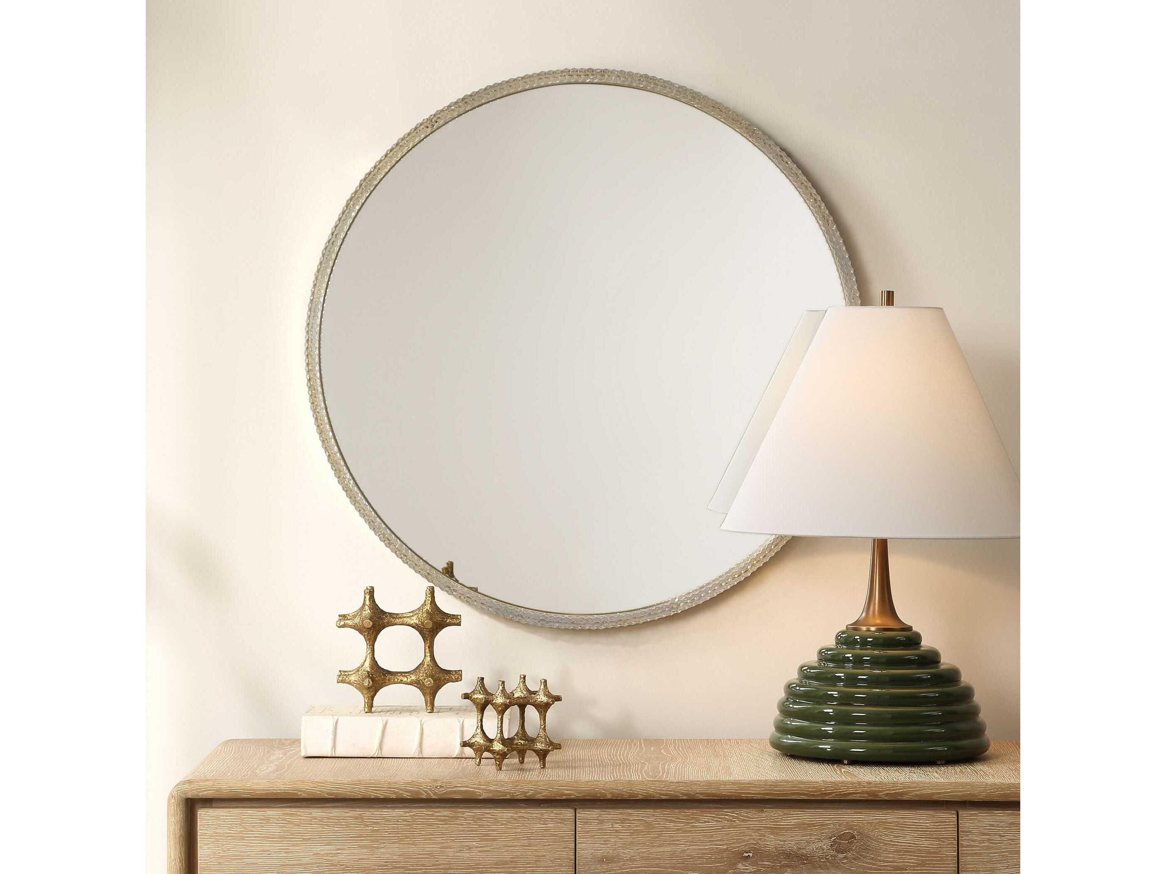 Uttermost Break The Ice Warm Champagne Round Wall Mirror