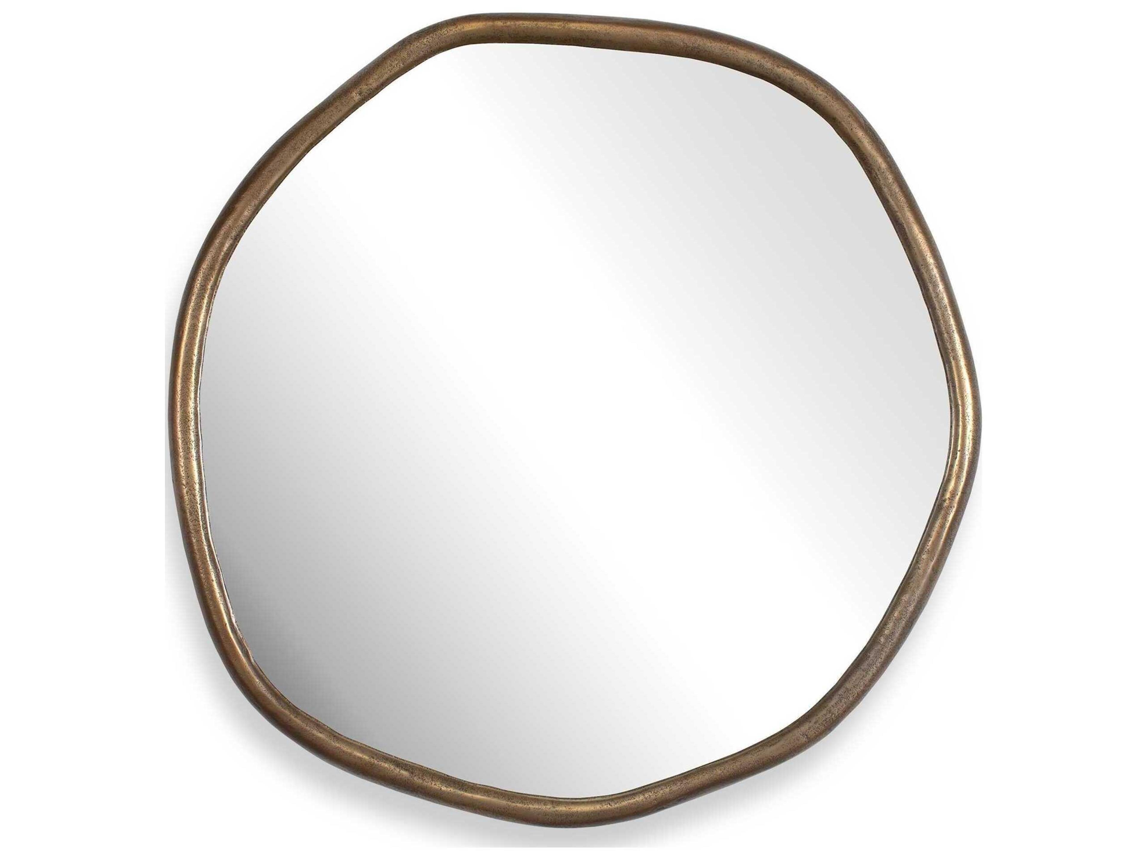 Ambrose Antique Brass Round Wall Mirror