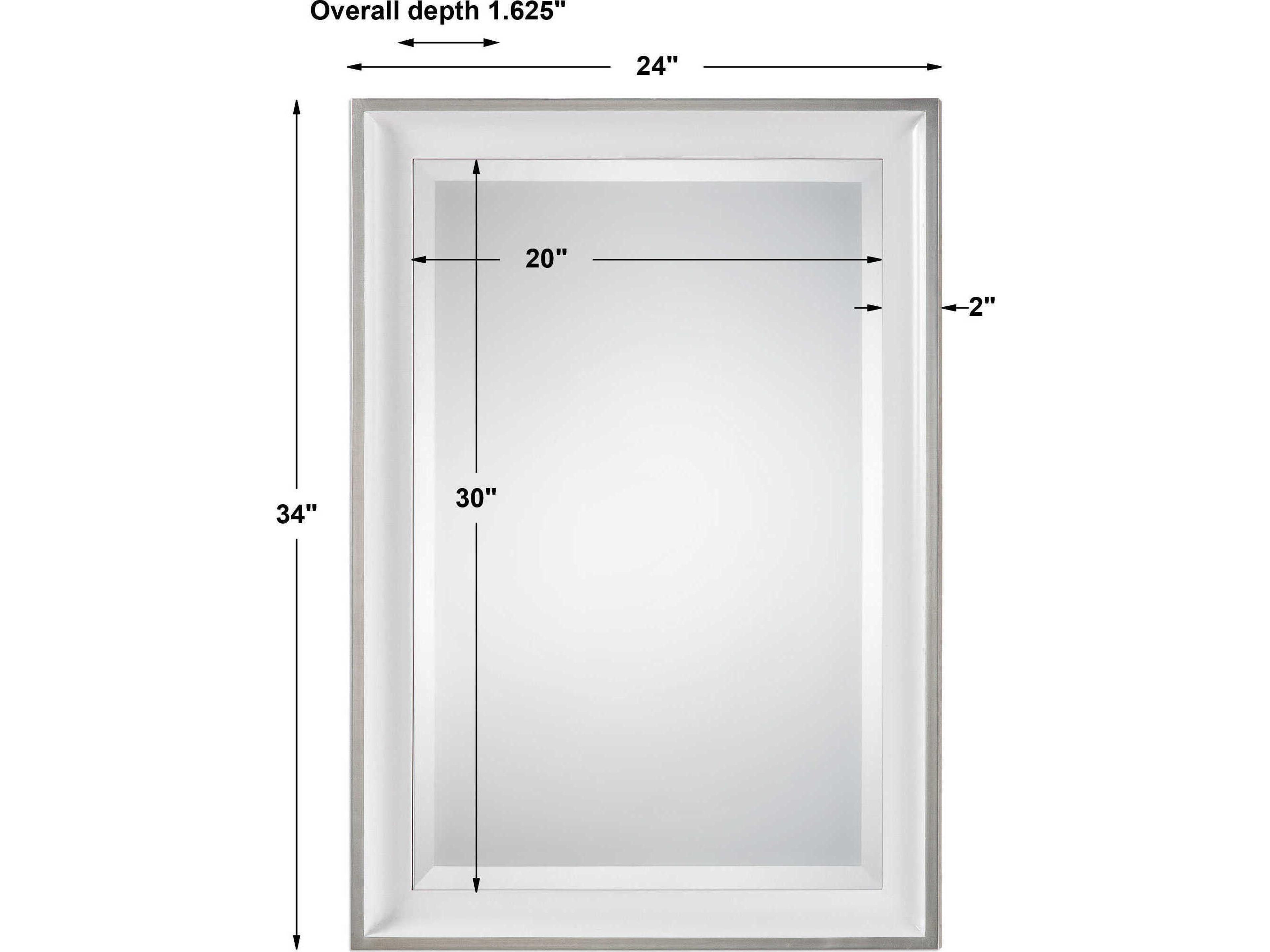 Uttermost Lahvahn Gloss White & Silver Leaf Rectangular Wall Mirror