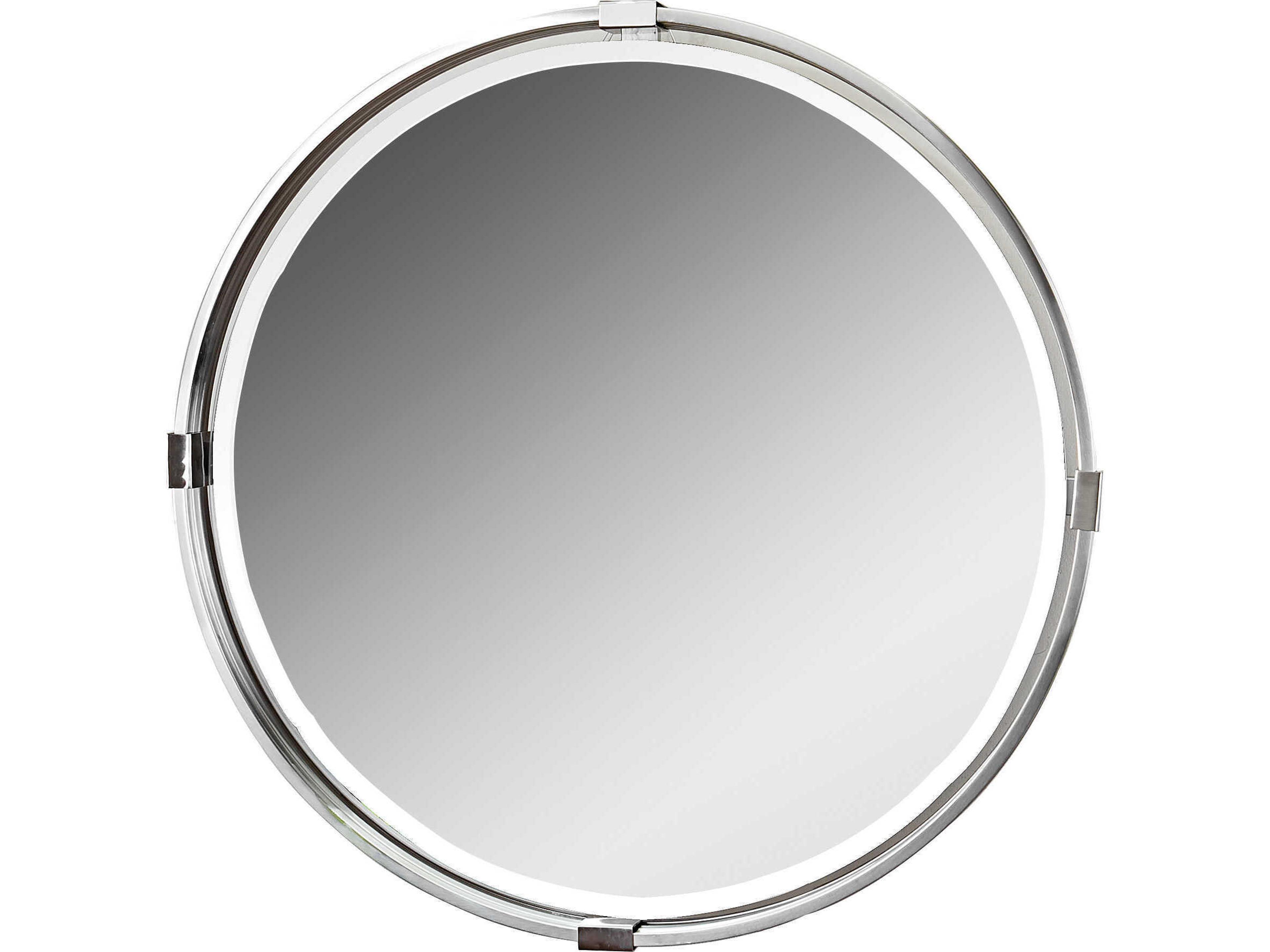 Uttermost Carolyn Kinder Tazlina Brushed Nickel Round Mirror