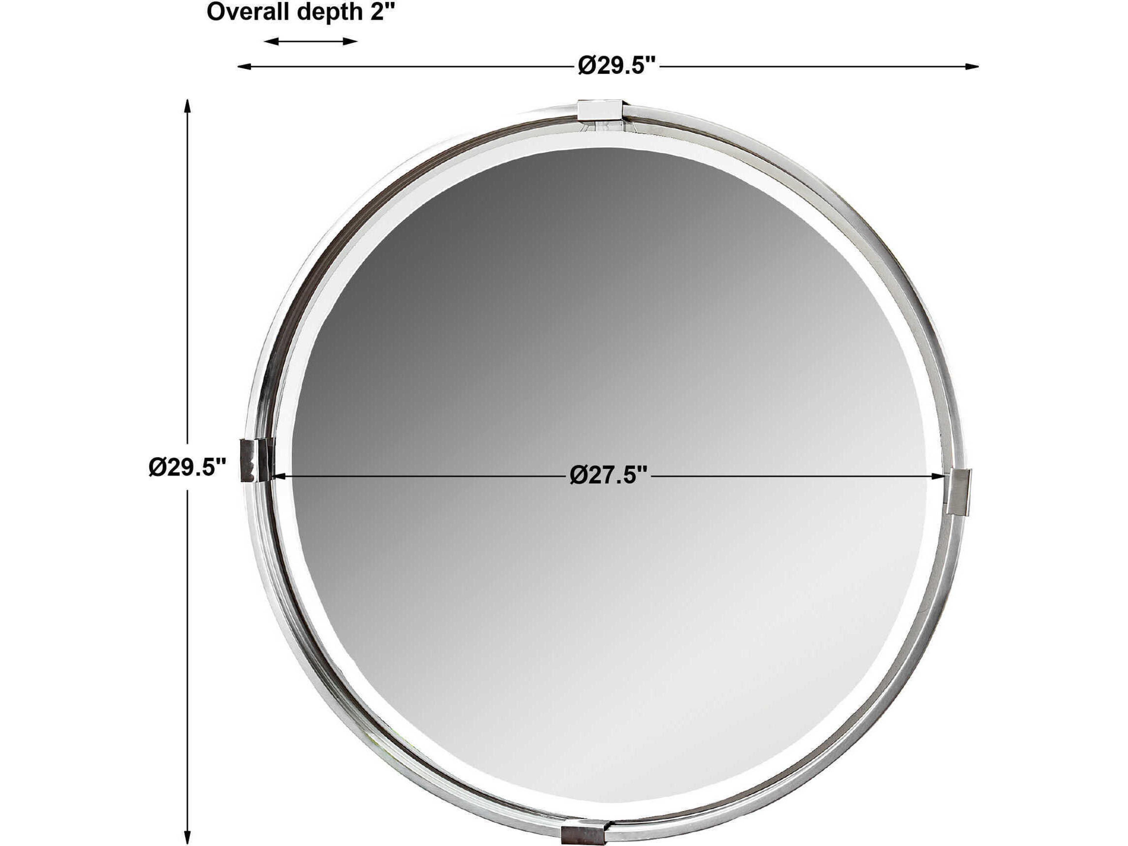 Uttermost Carolyn Kinder Tazlina Brushed Nickel Round Mirror