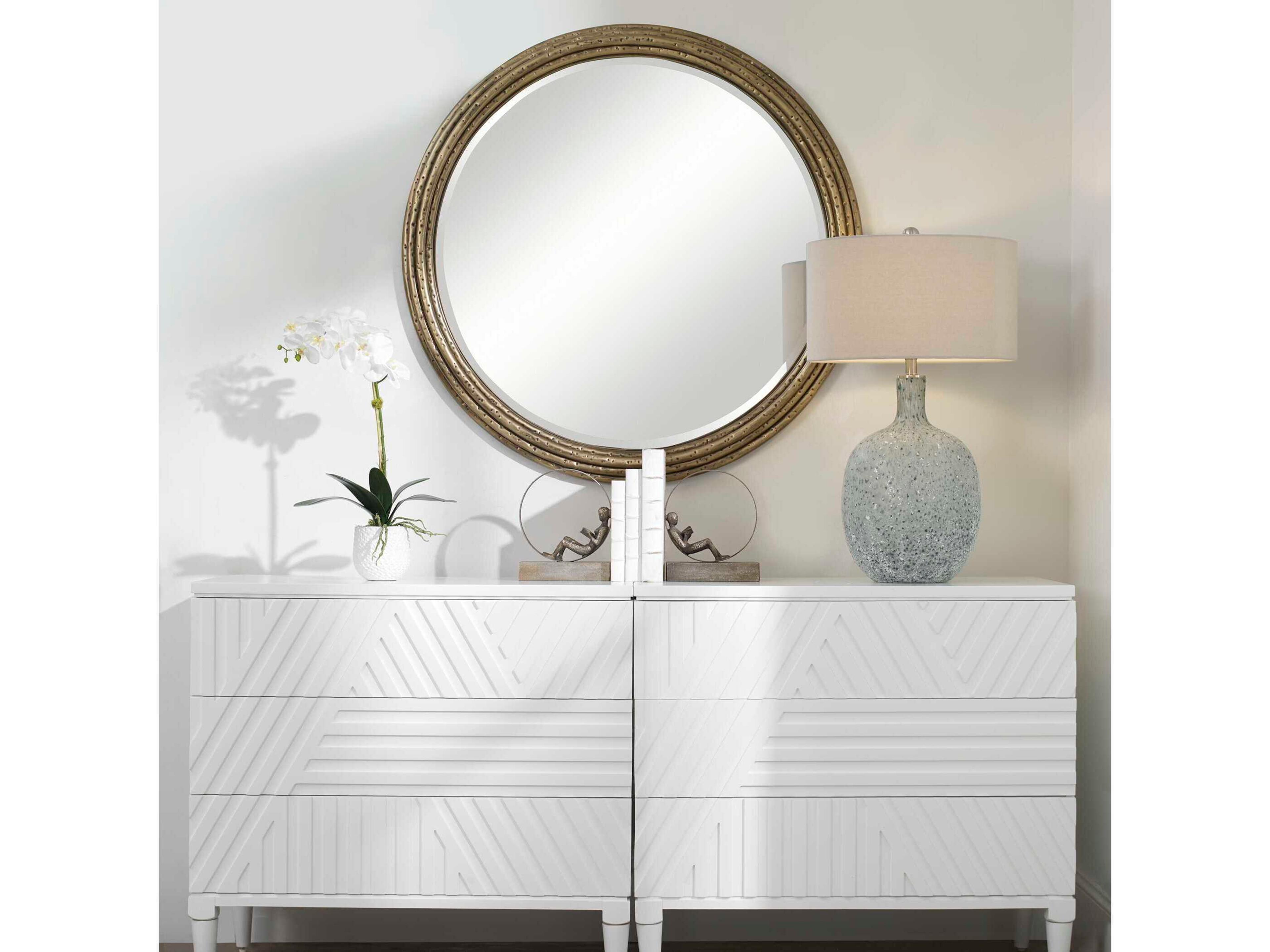 Uttermost Spera Antique Gold Round Wall Mirror