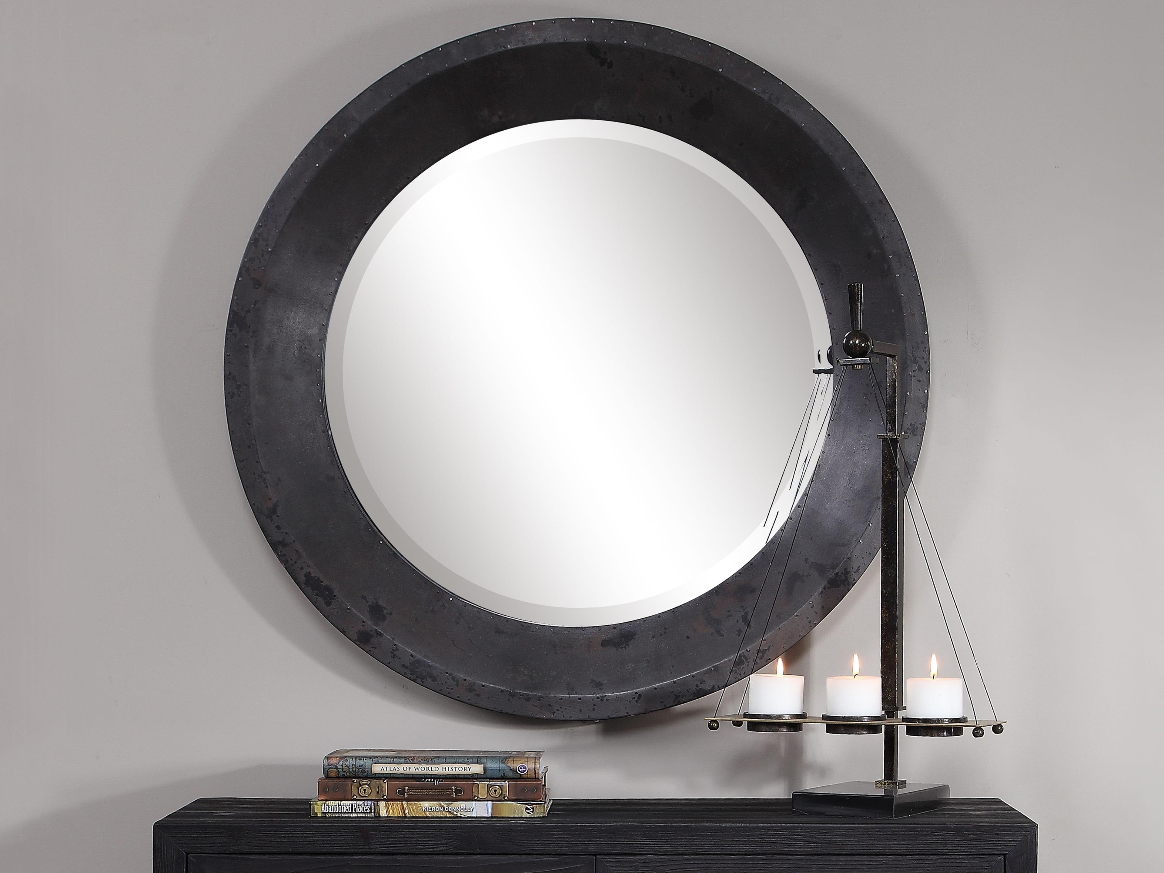 Uttermost Frazier Dark Gray / Silver Charcoal Rust Wall Mirror