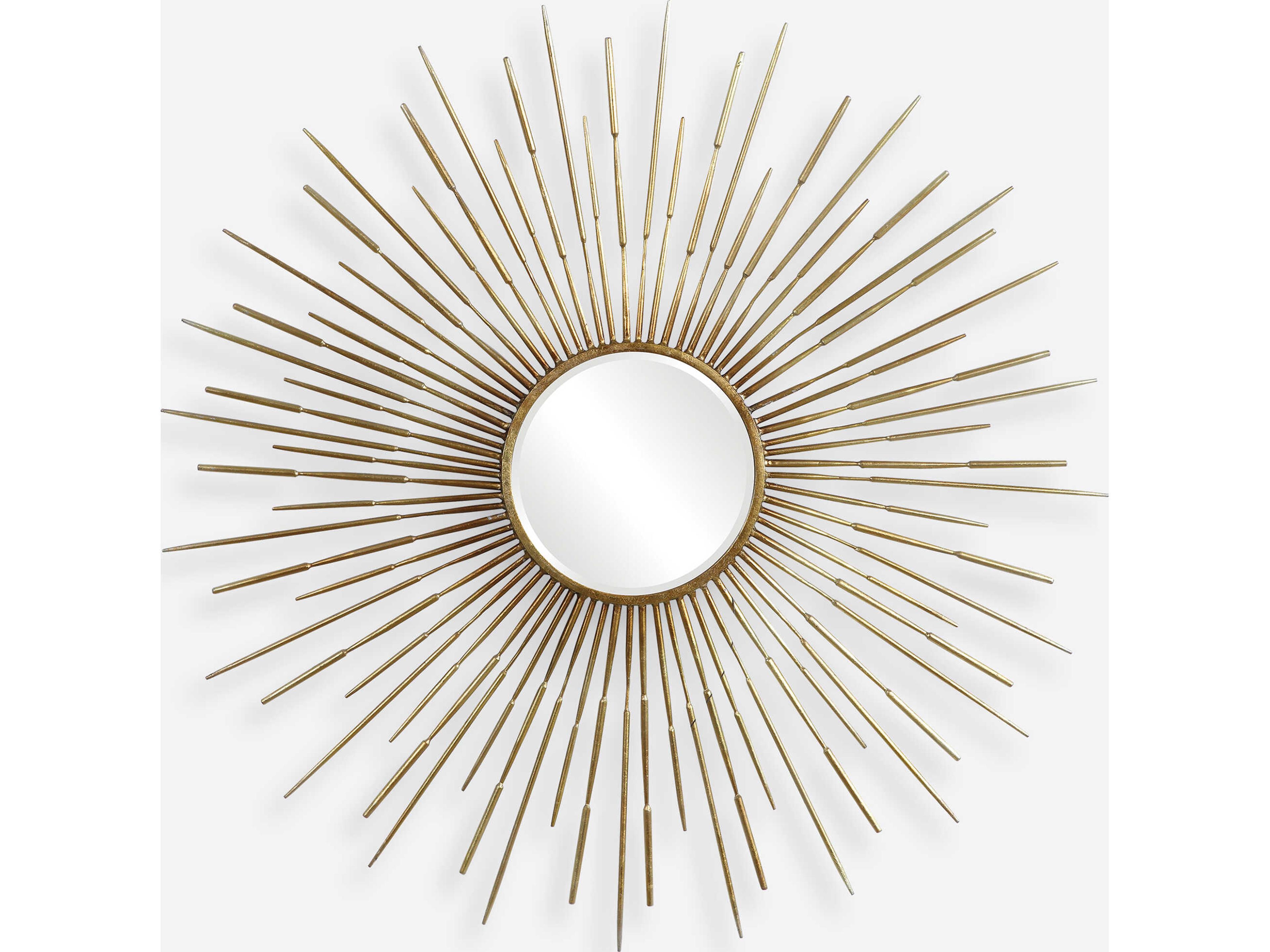 Golden Antique Gold Leaf Sunburst Wall Mirror