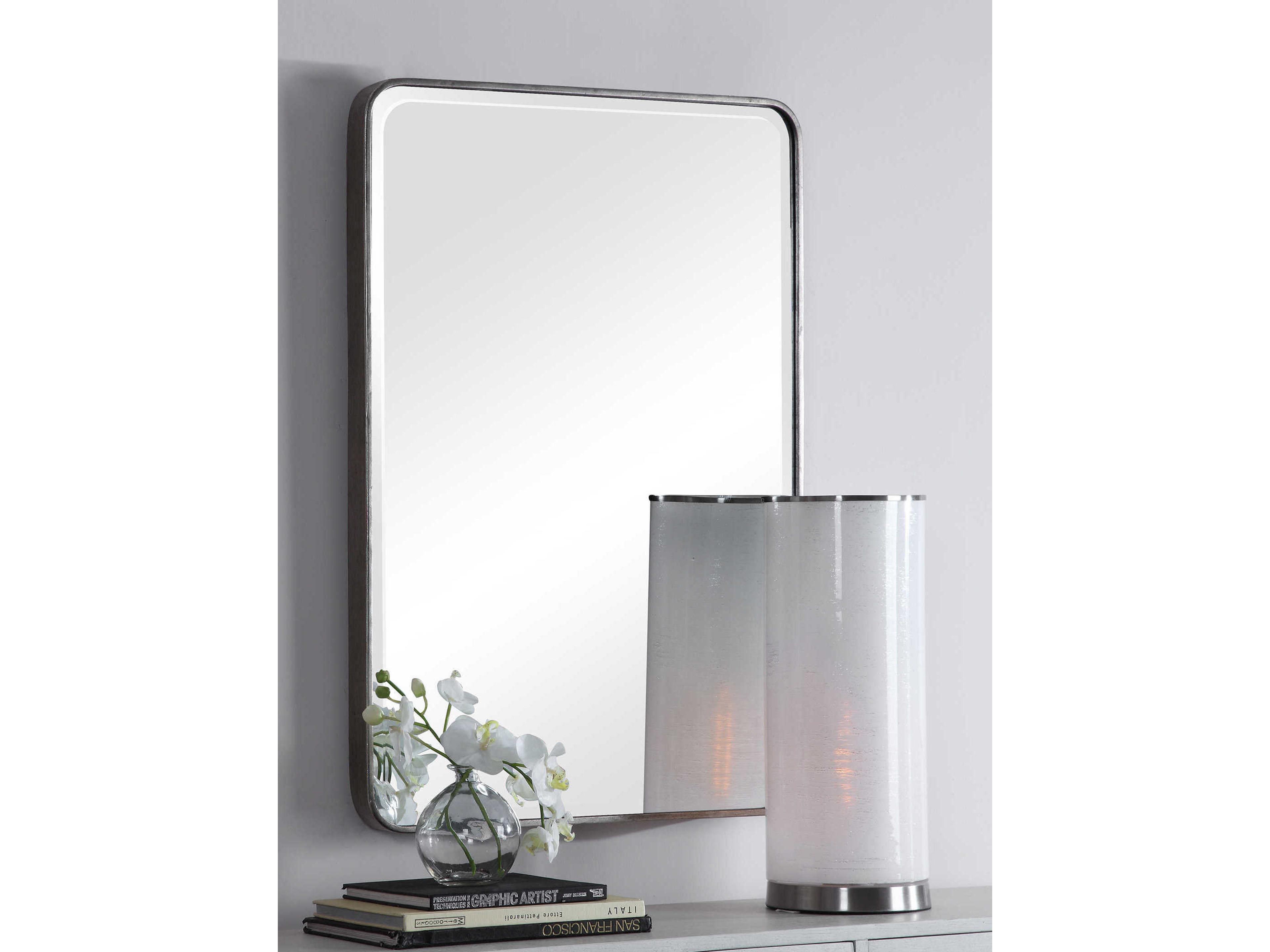 Uttermost Aramis Distressed Silver Rectangular Wall Mirror