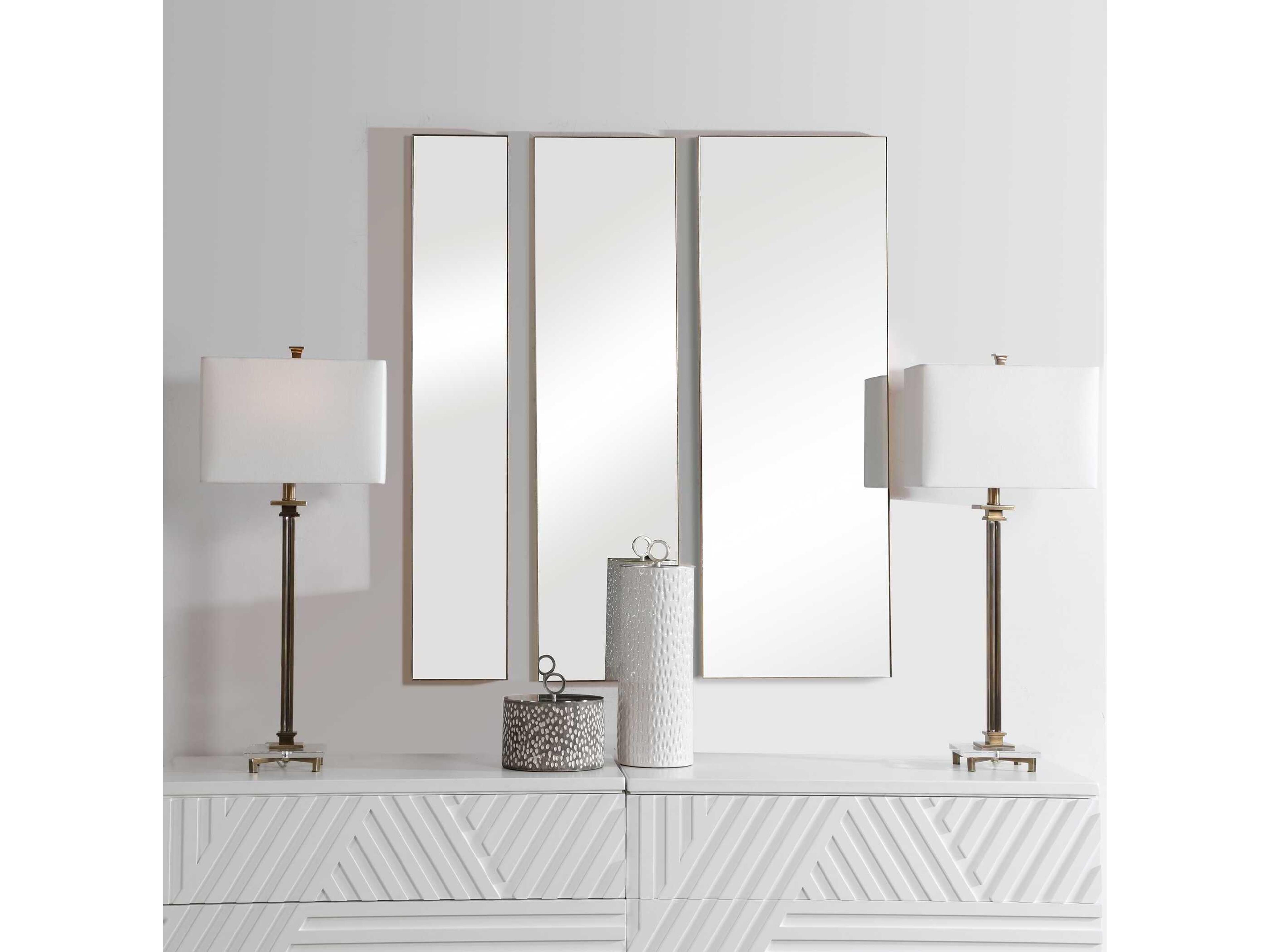 Uttermost Rowling Gold Leaf Rectangular Wall Mirror Set of 3