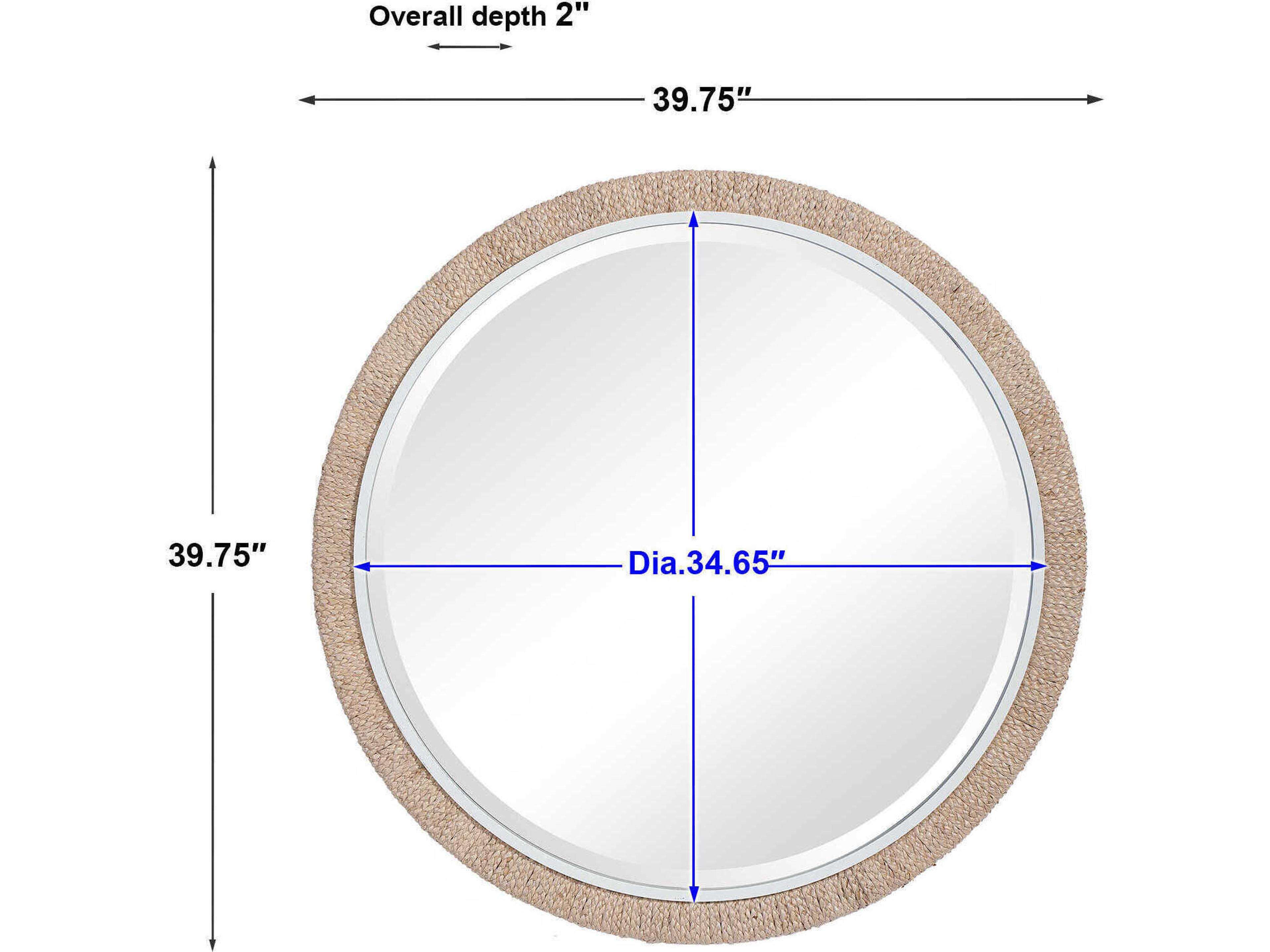 Uttermost Carbet Braided Banana Leaf / Matte White Round Wall Mirror
