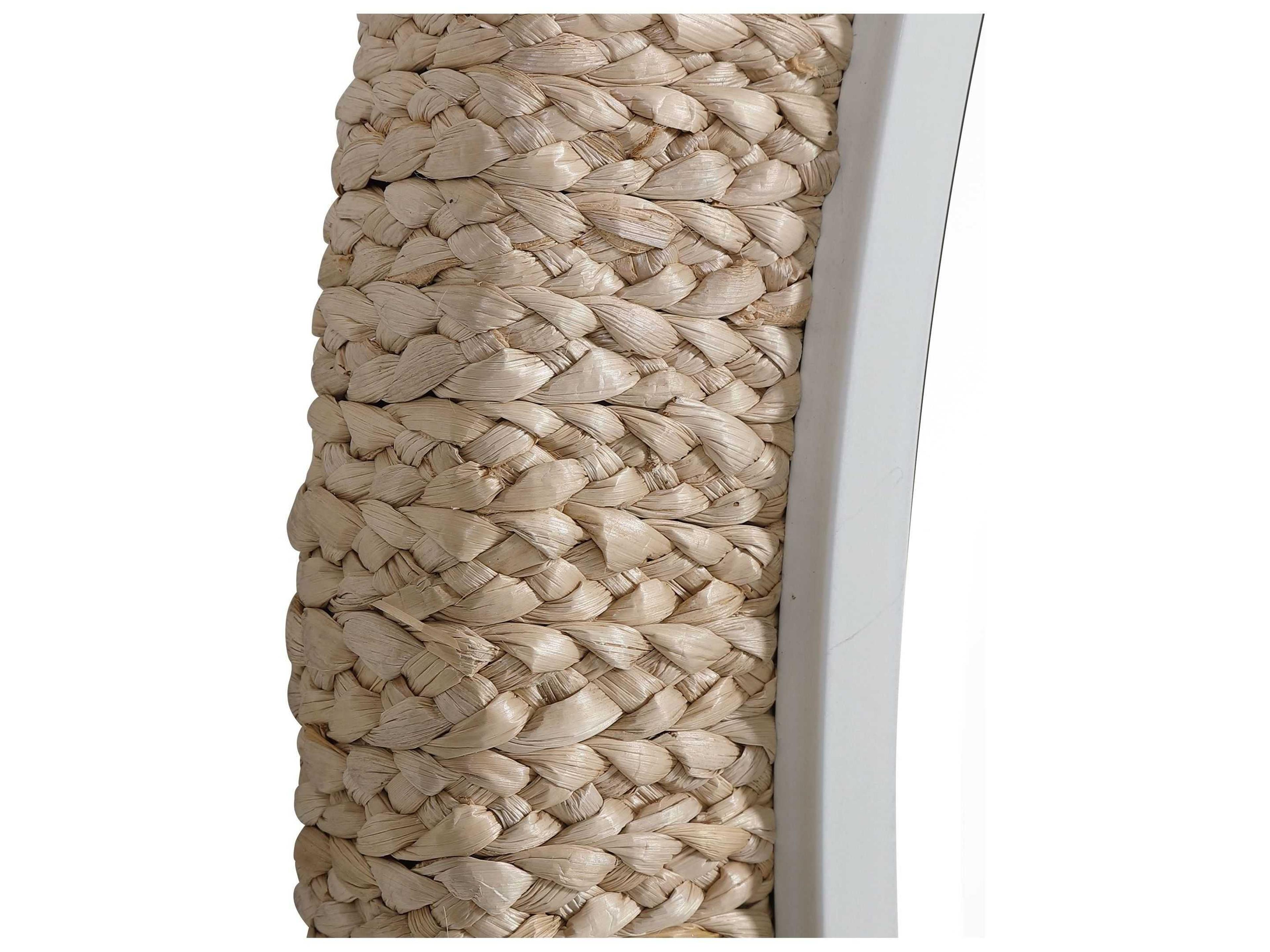 Uttermost Carbet Braided Banana Leaf / Matte White Round Wall Mirror