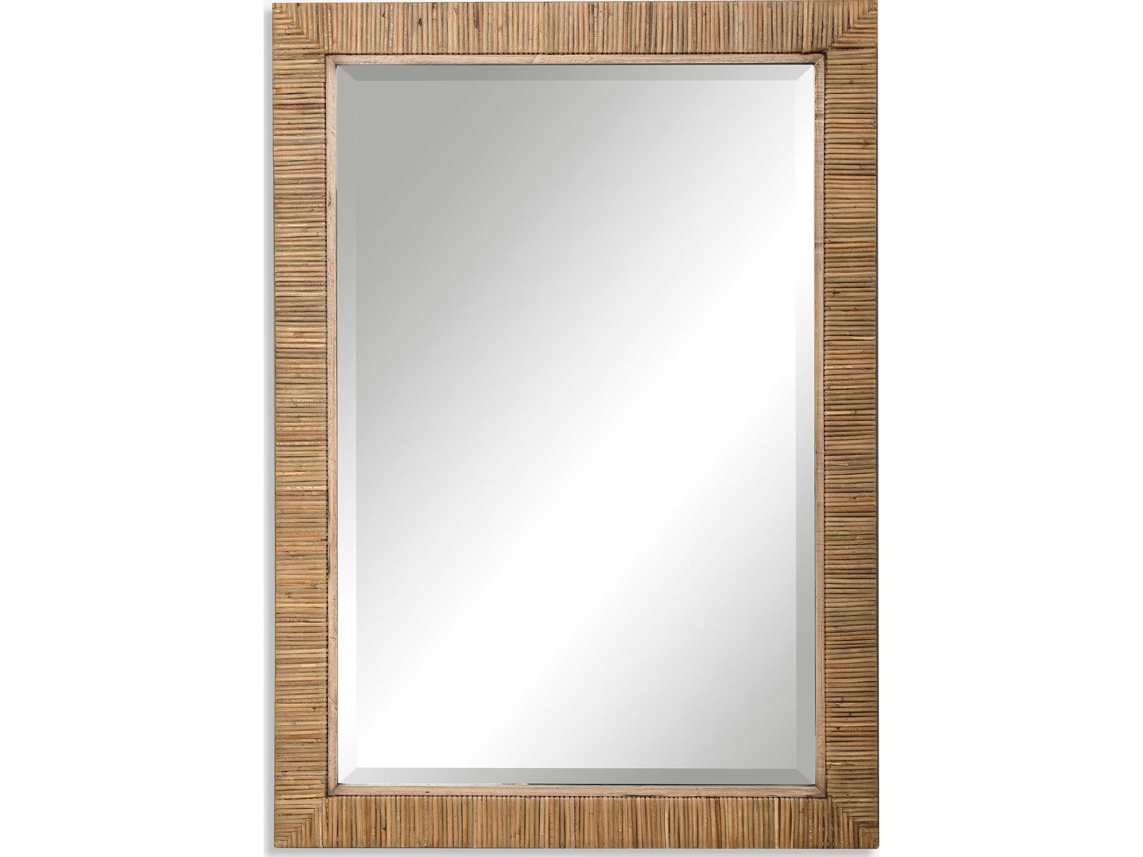 Cape Rectangle Natural Rattan Wall Mirror with Oak Liner