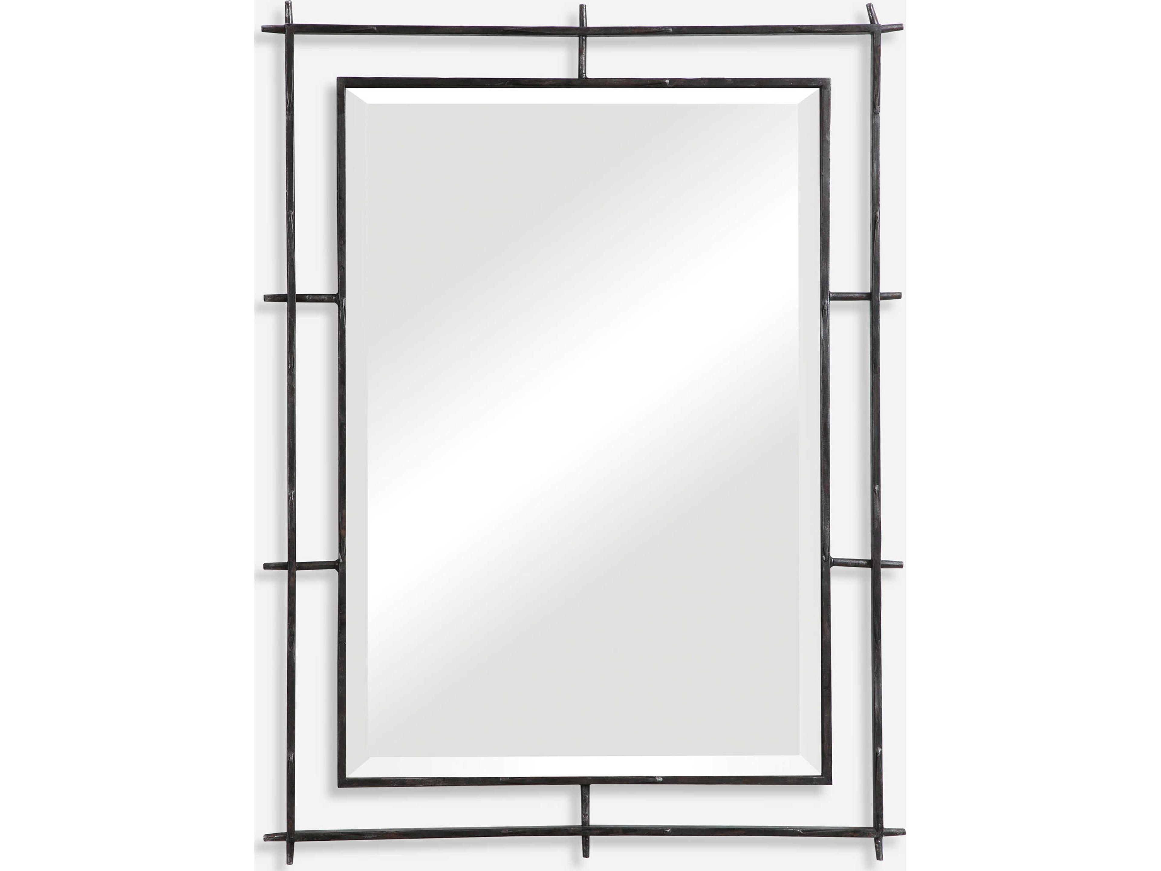 Uttermost Ironworks Distressed Deep Ebony Rectangular Wall Mirror