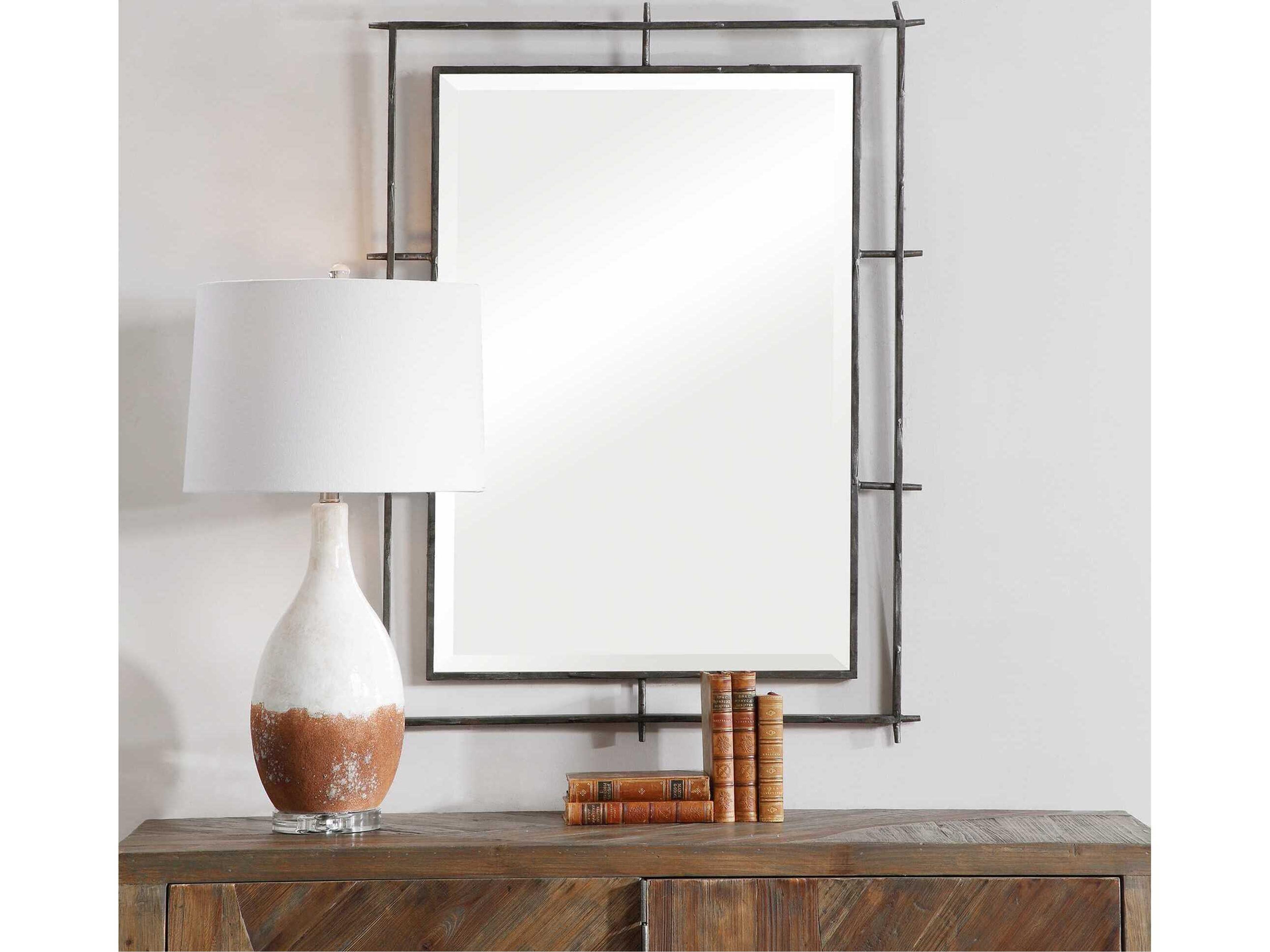 Uttermost Ironworks Distressed Deep Ebony Rectangular Wall Mirror