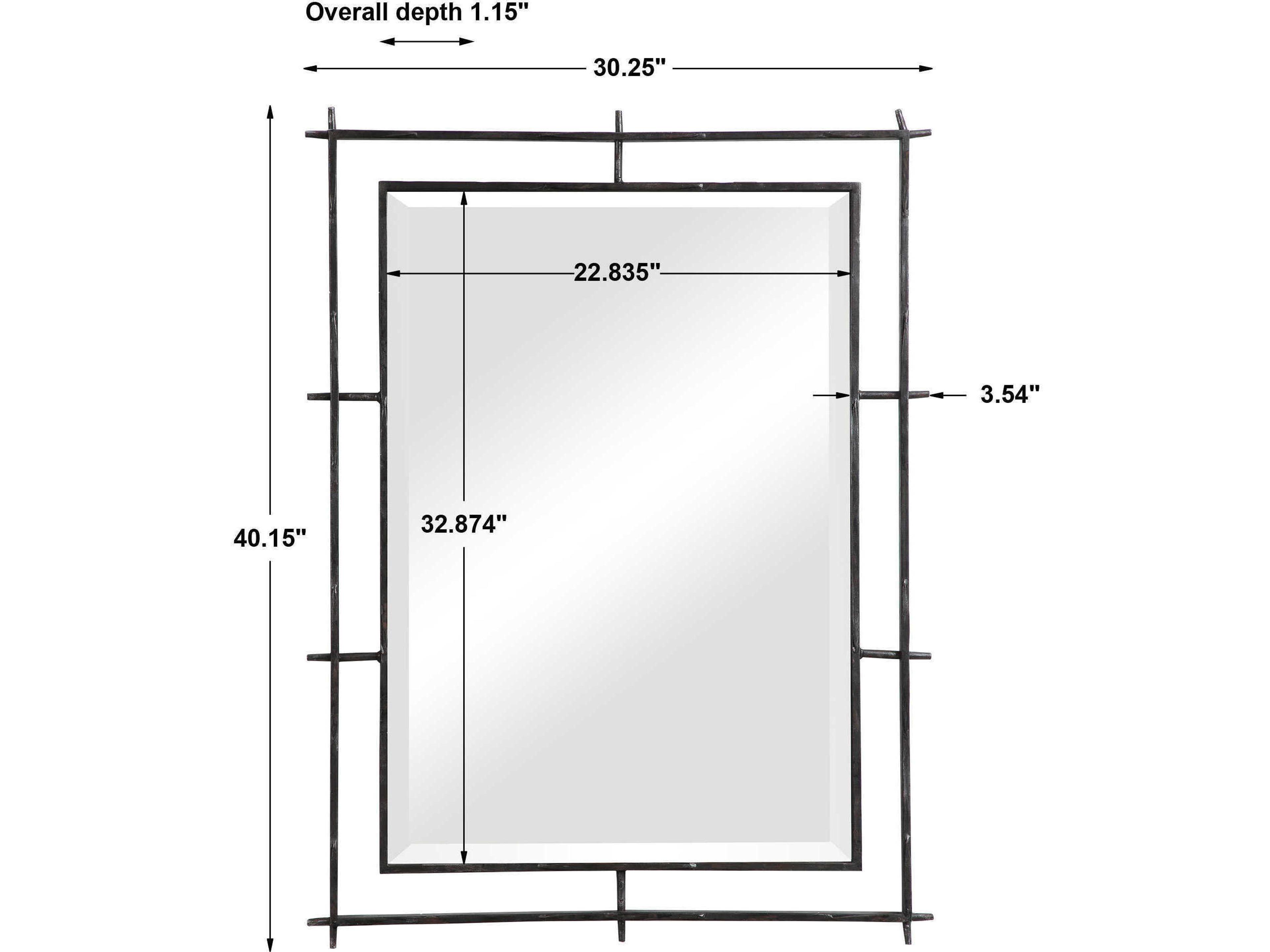 Uttermost Ironworks Distressed Deep Ebony Rectangular Wall Mirror