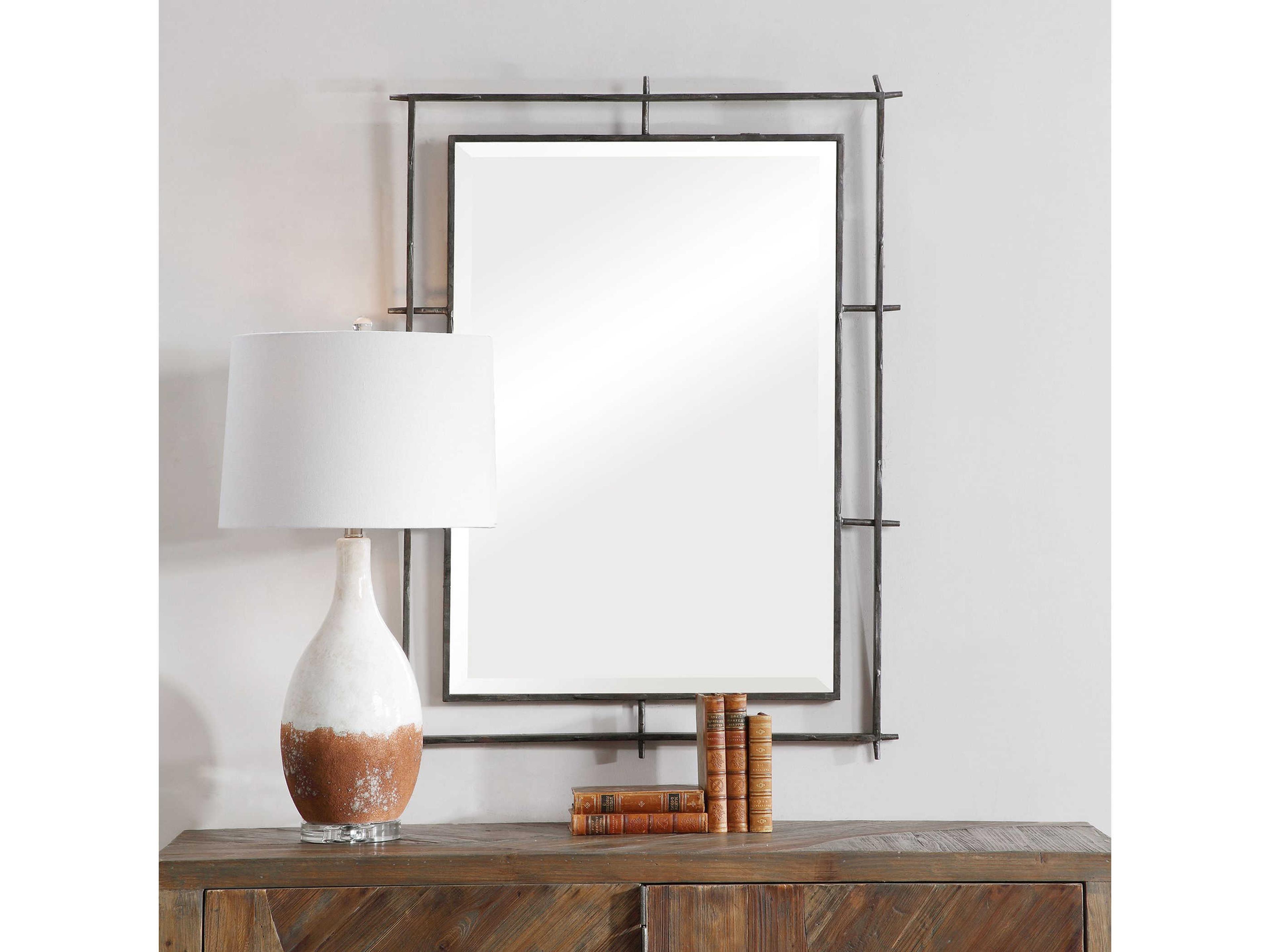 Uttermost Ironworks Distressed Deep Ebony Rectangular Wall Mirror