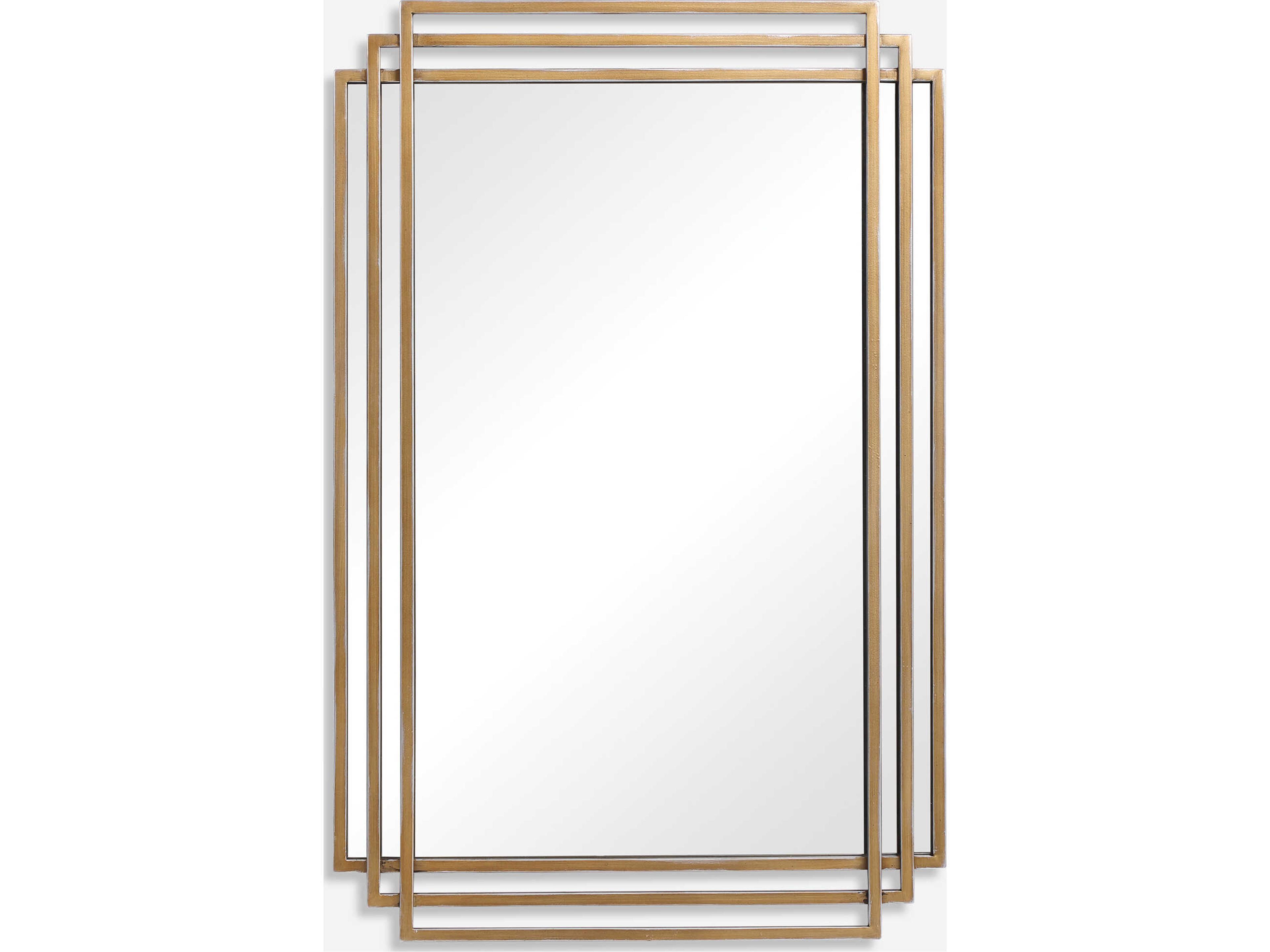 Amherst Distressed Brushed Gold Rectangular Wall Mirror